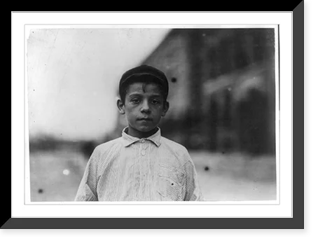 Historic Framed Print, Leopoldo Andrioli, 208 Elm Street, in spinning room of the Ayer Mill. See also 2490. Location: Lawrence, Massachusetts., 17-7/8