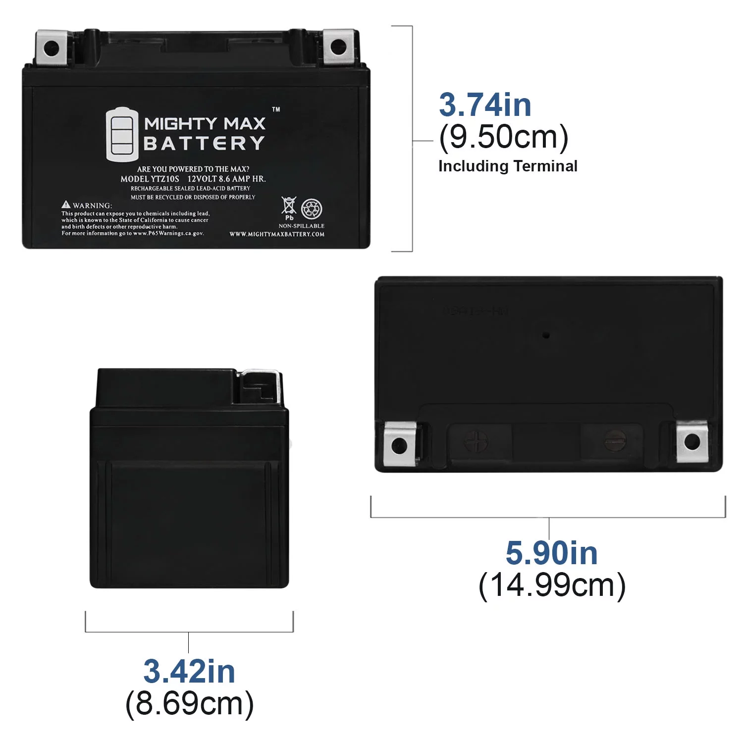 YTZ10S 12V 8.6AH Replacement Battery Compatible with Triumph 1200 Scrambler 19-23
