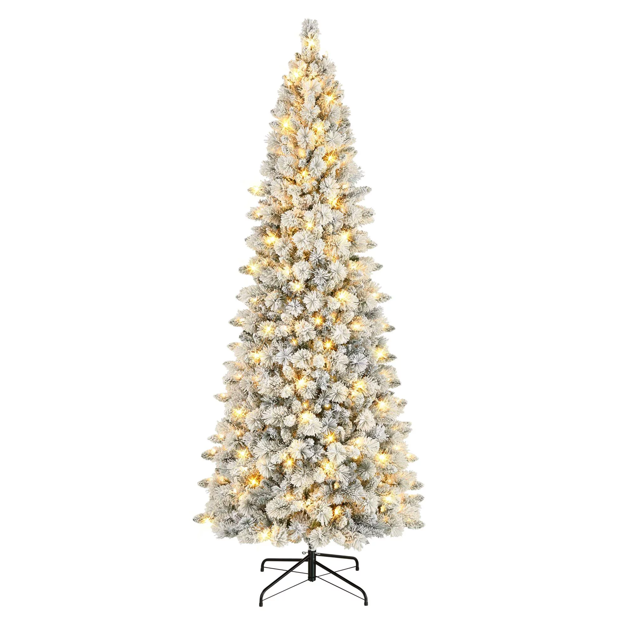 CC Christmas Decor 9' Pre-Lit Flocked Alberta Spruce Artificial Christmas Tree, Warm White LED
