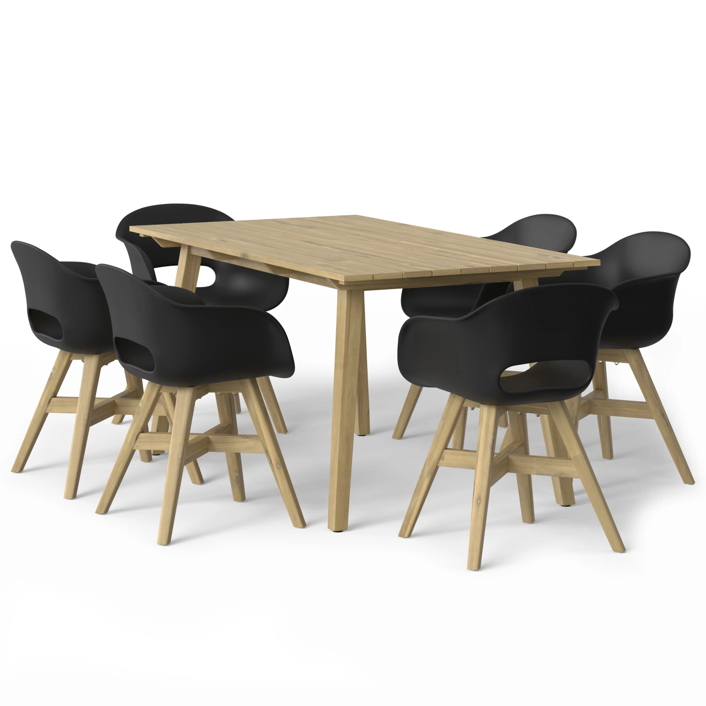 Simpli Home Kona Contemporary 7 Piece Outdoor Dining Set in Black