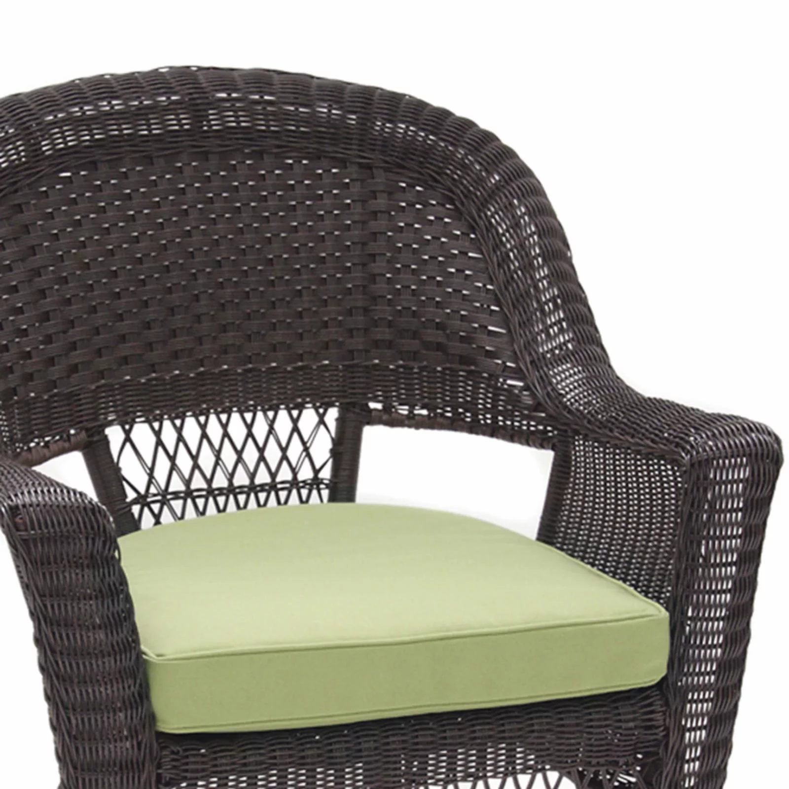 Jeco Wicker Chair in White with Green Cushion (Set of 4)