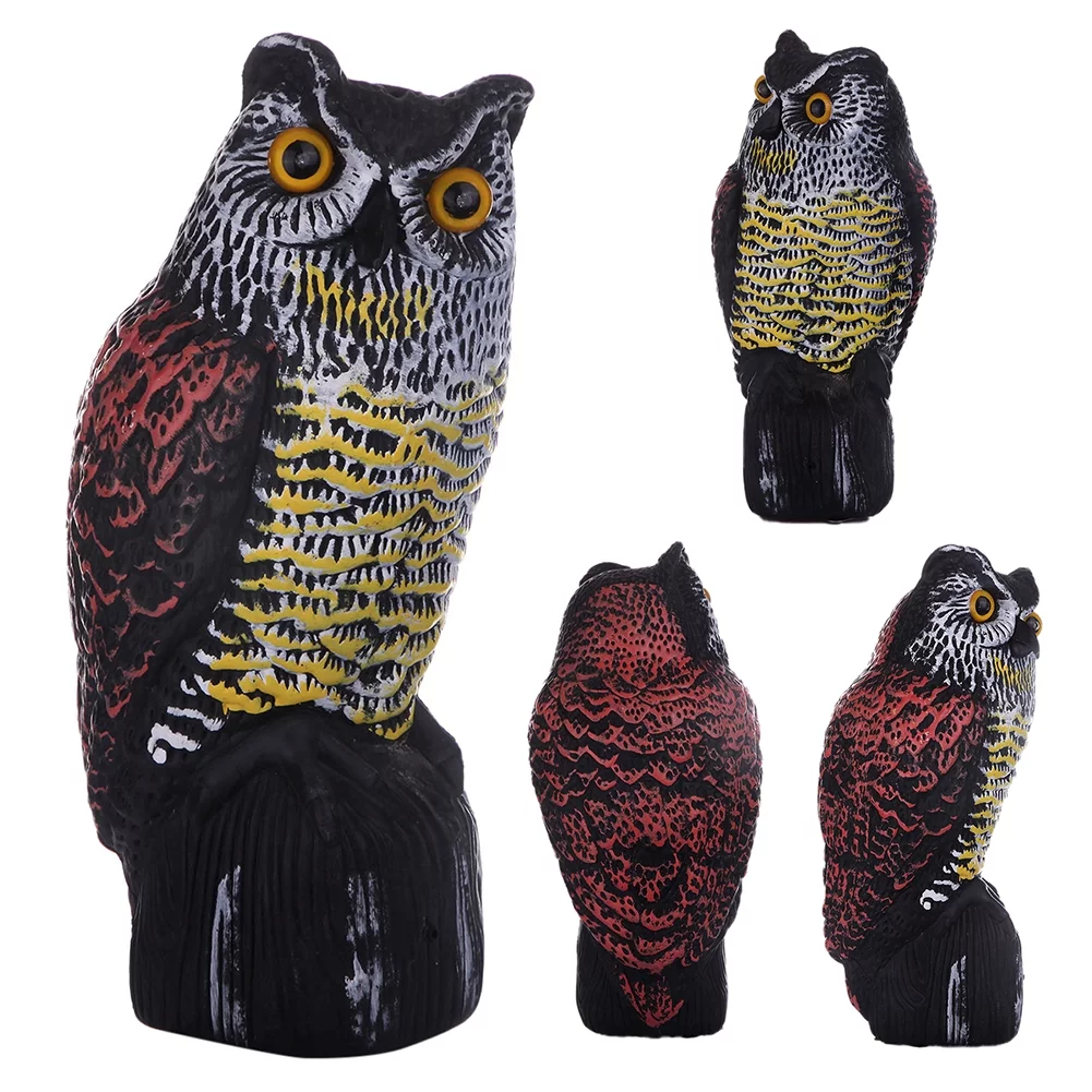 Simulation Owl Motion Sensor Blink Vocal Pest Repellent Decoration for Patio Yard Garden Protector