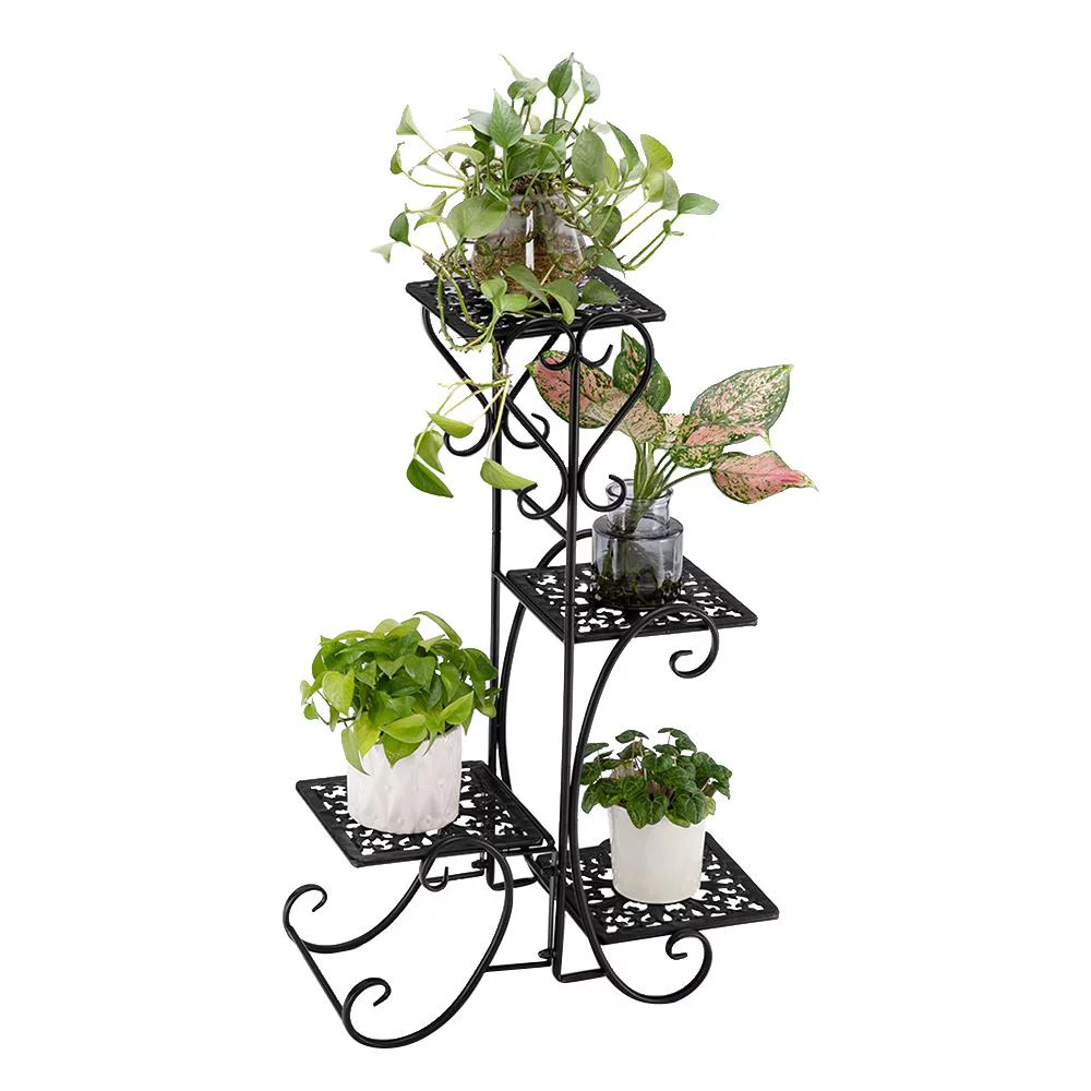SamyoHome Garden Display Holder 4-Tier Plant Stand Home & Garden, Black