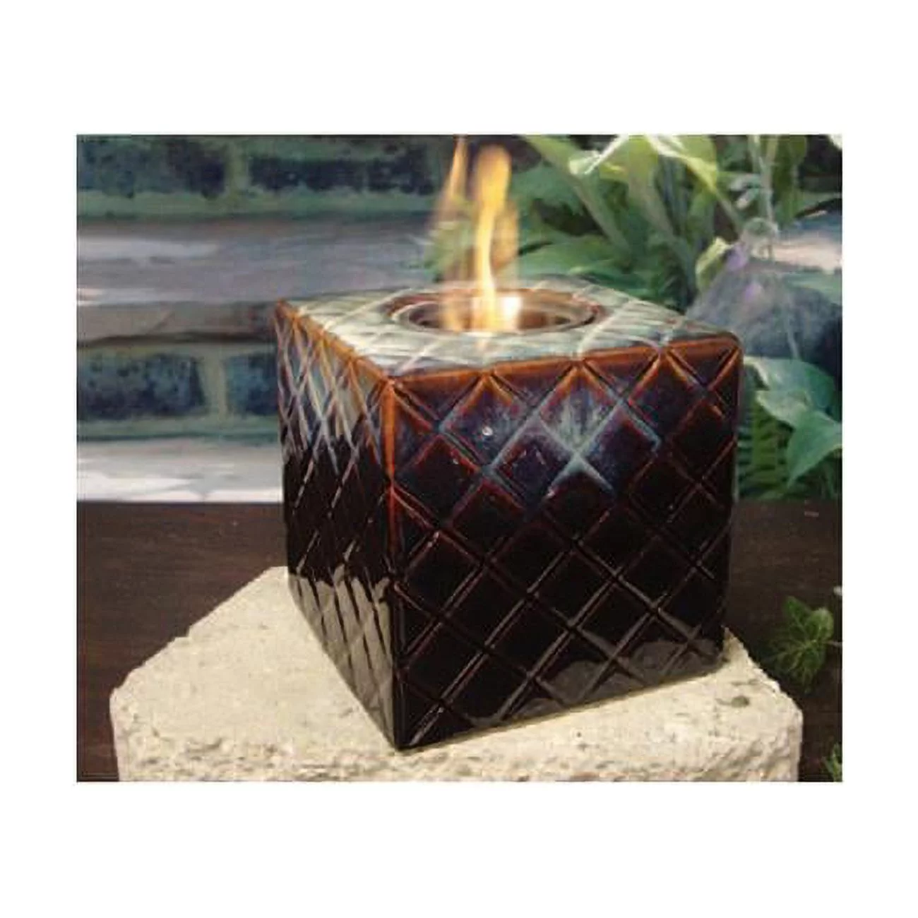 Marshall Home MBS-20-4-1350N 6 W x 6 H In.- Blue Cube Ceramic Firepot