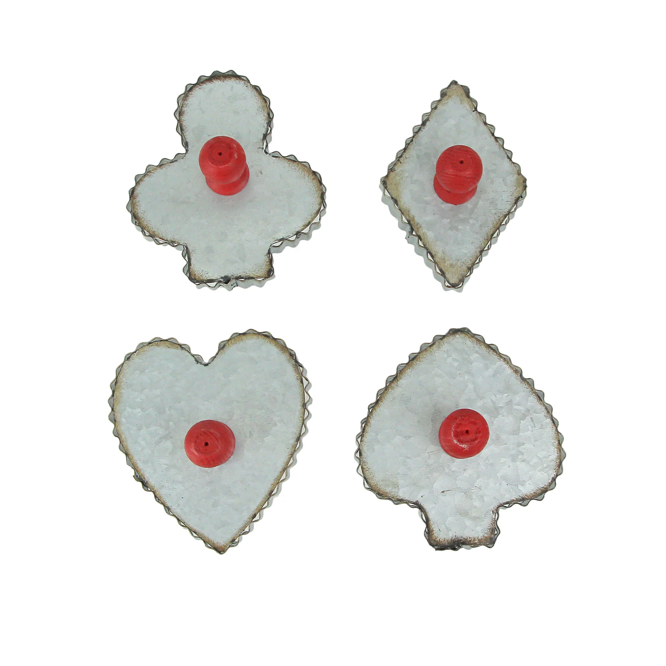 Zeckos Zinc Finish Playing Card Suit Cookie Cutter Wall Hooks Set of 4