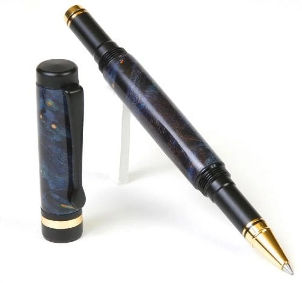 Lanier Pens - Classic Rollerball Pen - Black Enamel Plating - Blue Box Elder