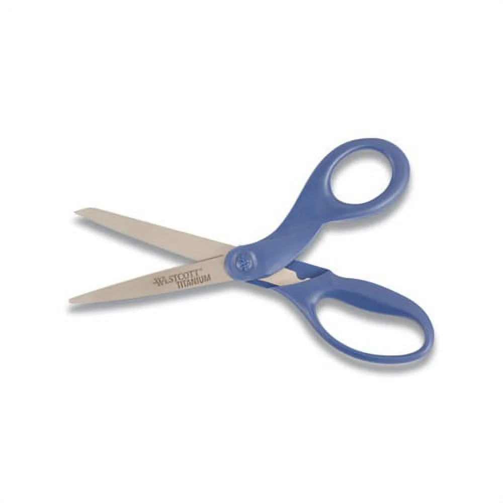 Titanium Bonded Scissors 8" Long, 3.5" Cut Length, Navy Straight Handle