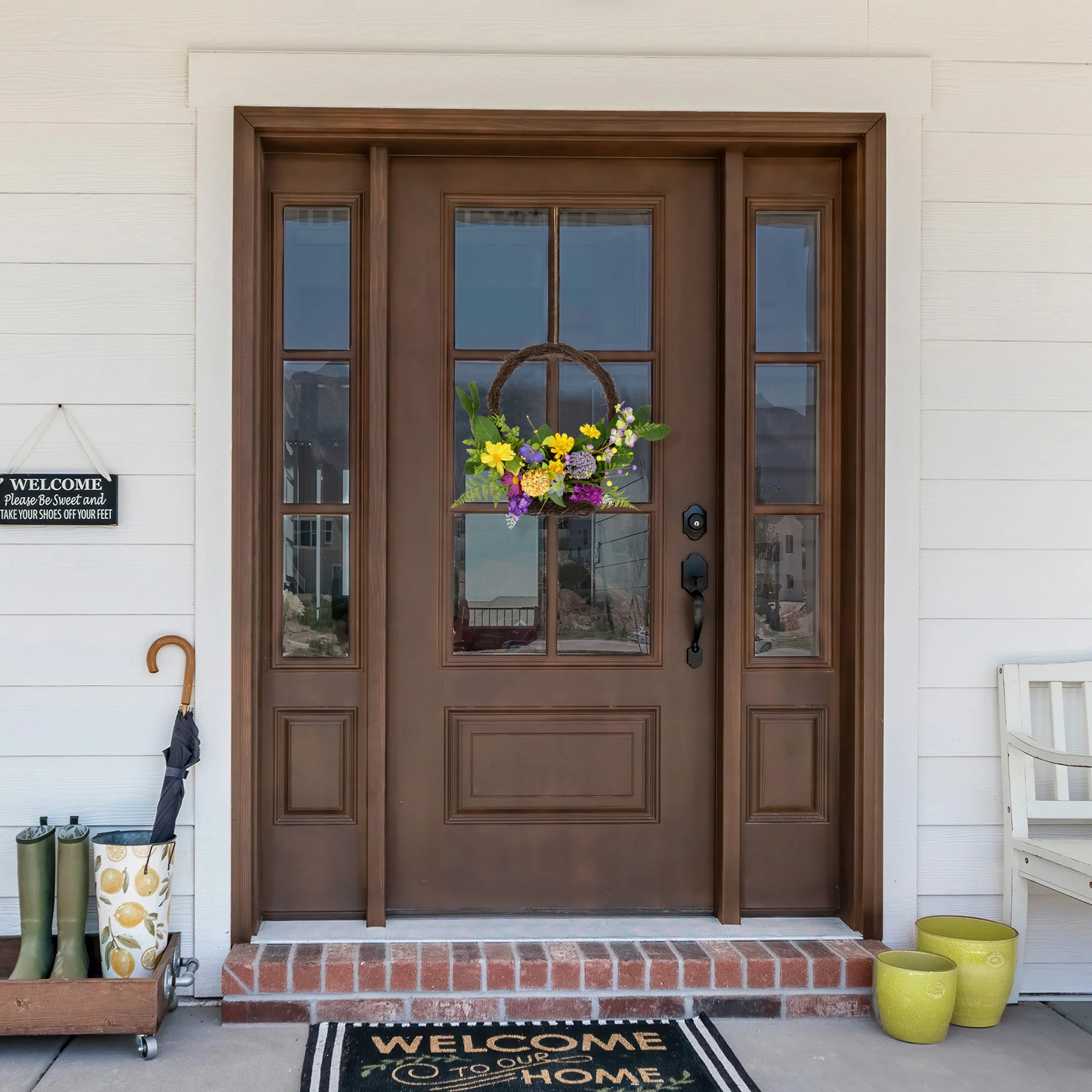 Mixed Wild Flower and Foliage Hanging Spring Wall Basket - 16