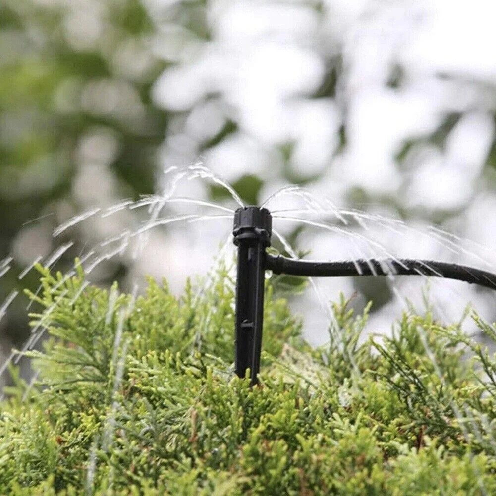 50pcs Adjustable Water Flow Irrigation Drippers Stake Emitter Drip System 360°