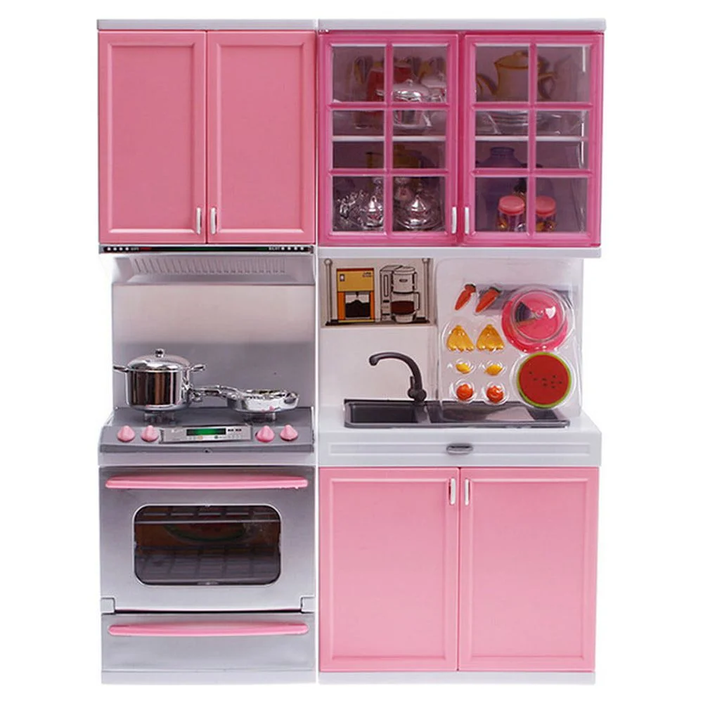 YHAIOGS Xmas Gift Mini Kids Kitchen Pretend Play Cooking Set Cabinet STOve Girls TOy