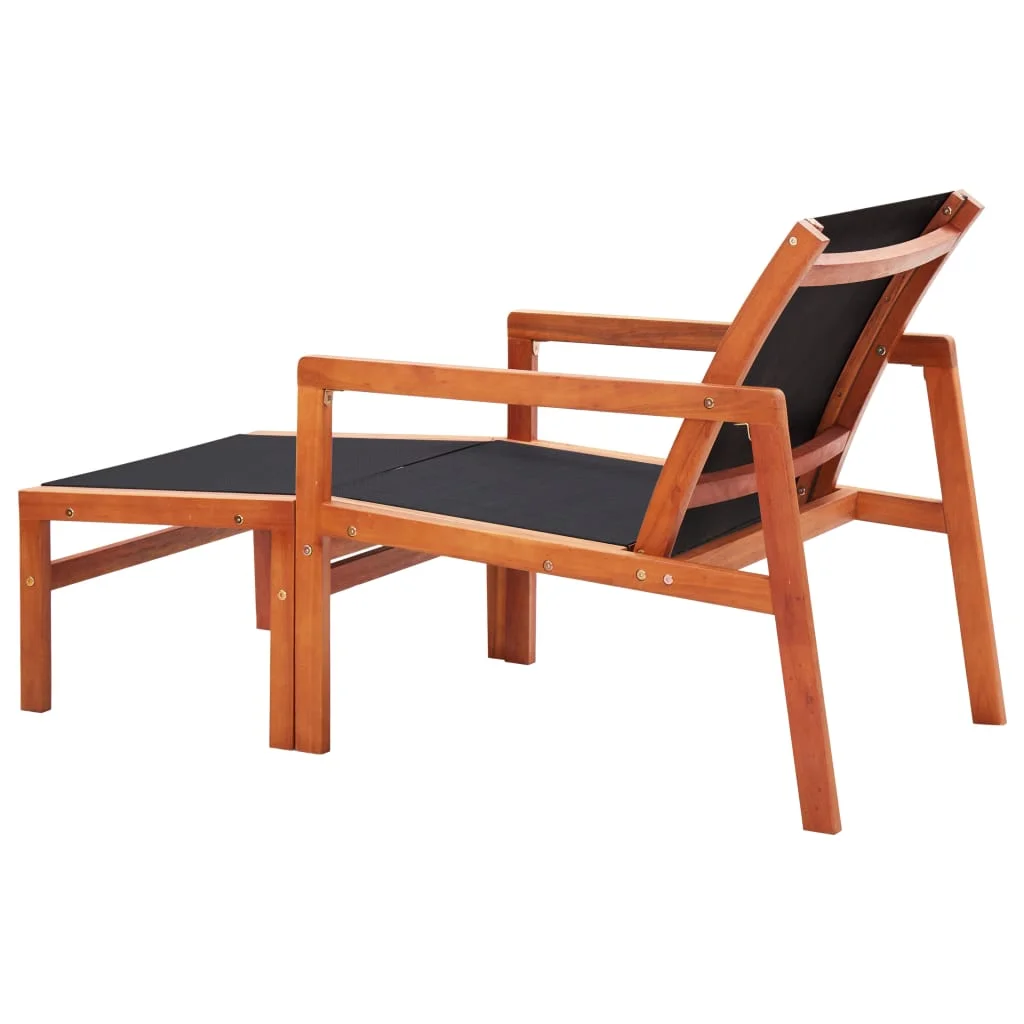 Anself Patio Chair with Footrest Solid Wood Eucalyptus and Textilene