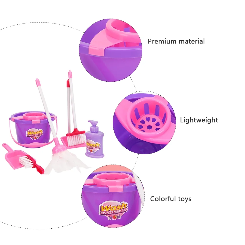 OUNONA Toys Cleaning Tool Kids Set Play Pretend Equipment Dustpan Broom Mini Sweeping Children Role