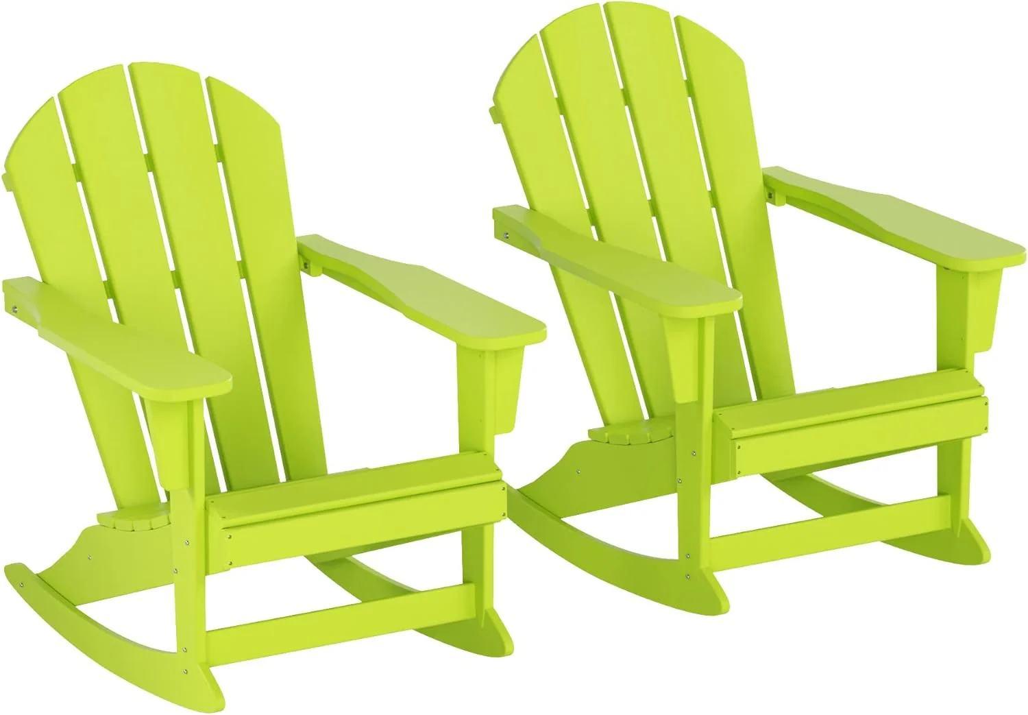 Home Furniture Patio Rocking Chair 2PCS  HDPE Adirondack Rocker Chair For Lawn Garden Porch (Lime Green)