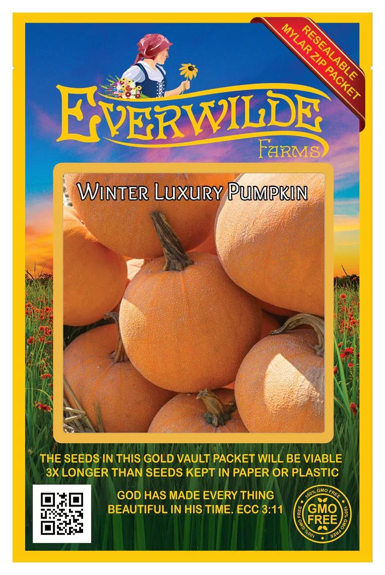 Everwilde Farms - 20 Winter Luxury Pumpkin Seeds - Gold Vault Jumbo Bulk Seed Packet