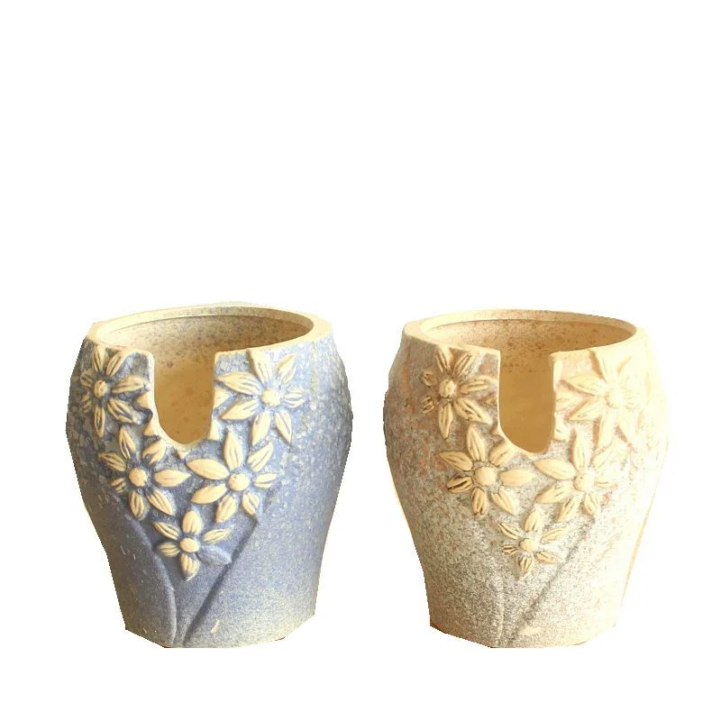 LivNxt Ceramic Succulent Planter - Rustic Pottery Flower Pot for Desktop Succulents