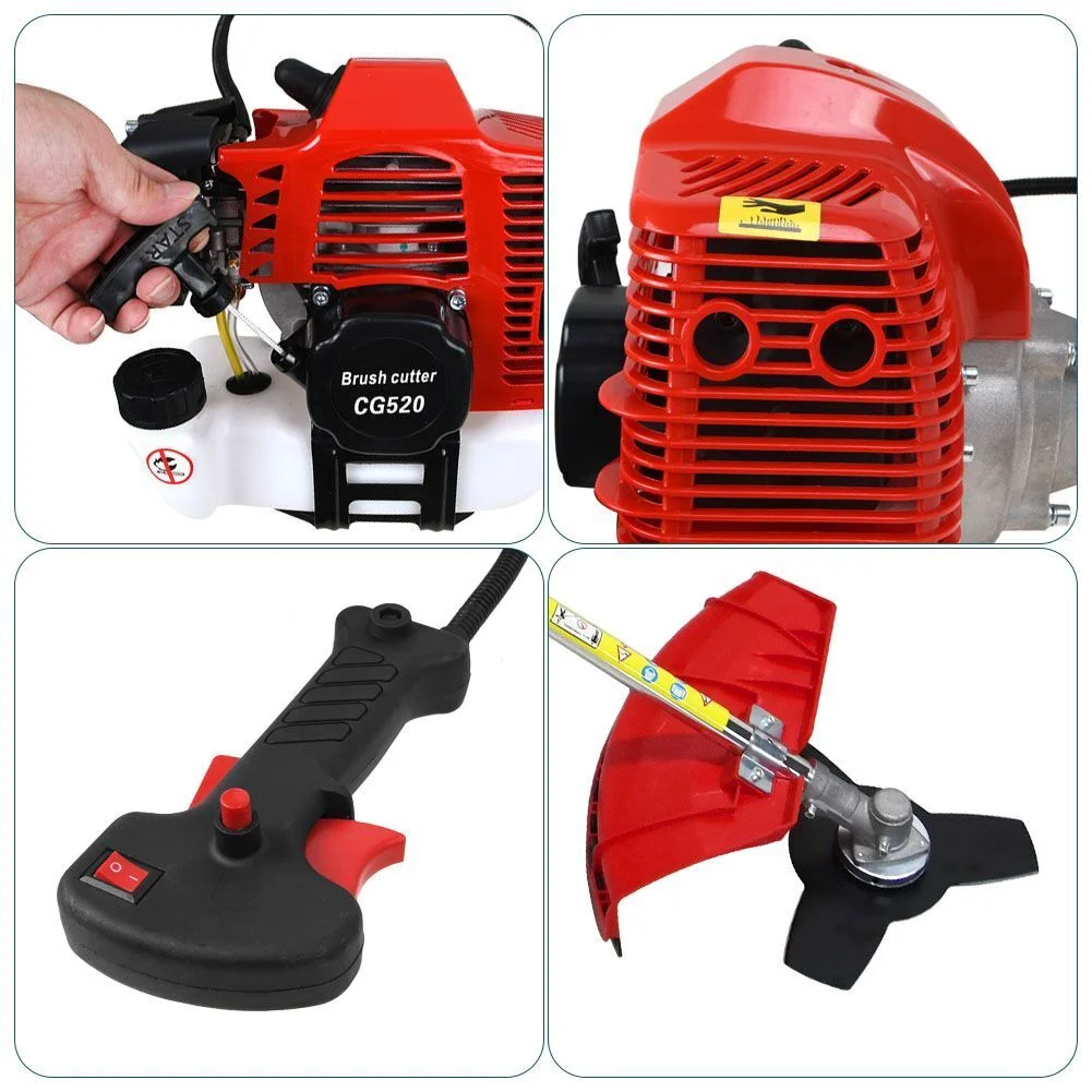 Straight Shaft String Gas Trimmer 2 Stroke 52 CC Weed Grass Eater Brush Cutter