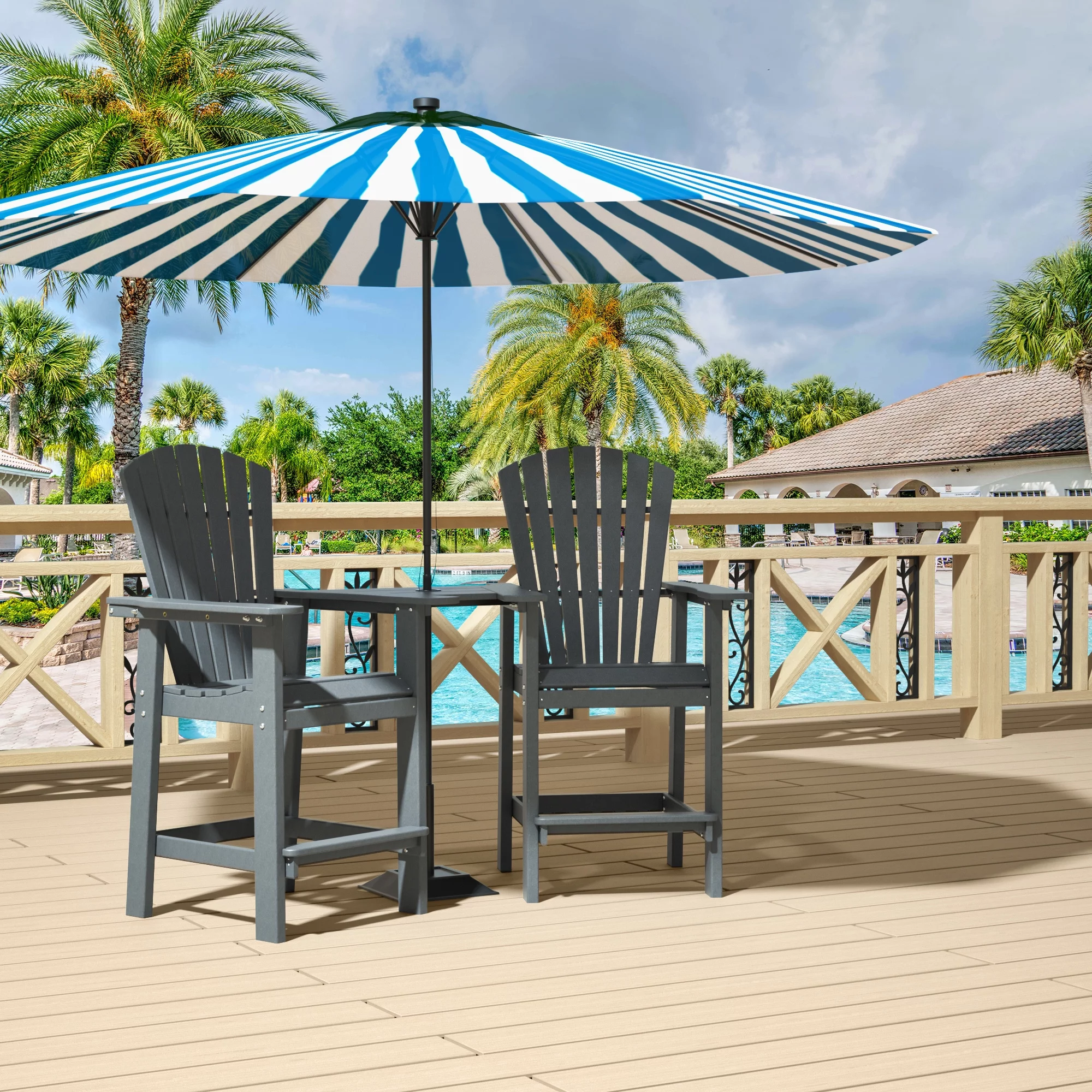 Adirondack Patio Bar Stools Set with Table - 123.68 - Upgrade your outdoor space with style and comfort!