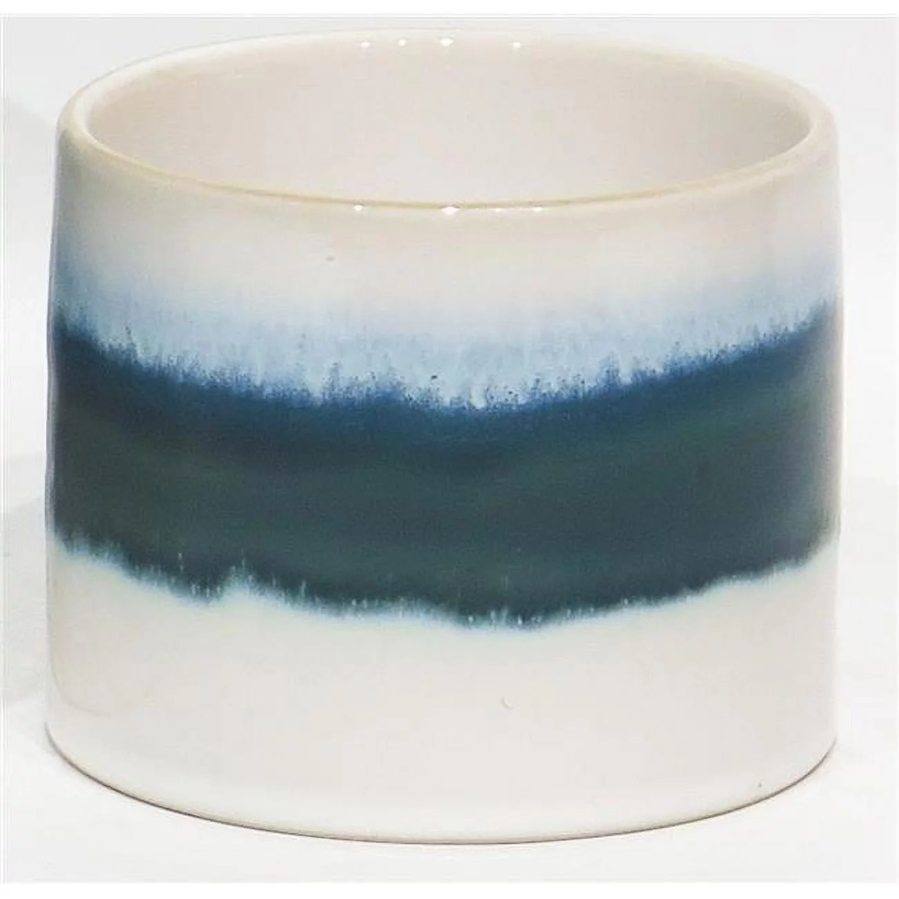 Green, Blue & White Reactive Glaze Ceramic Planter