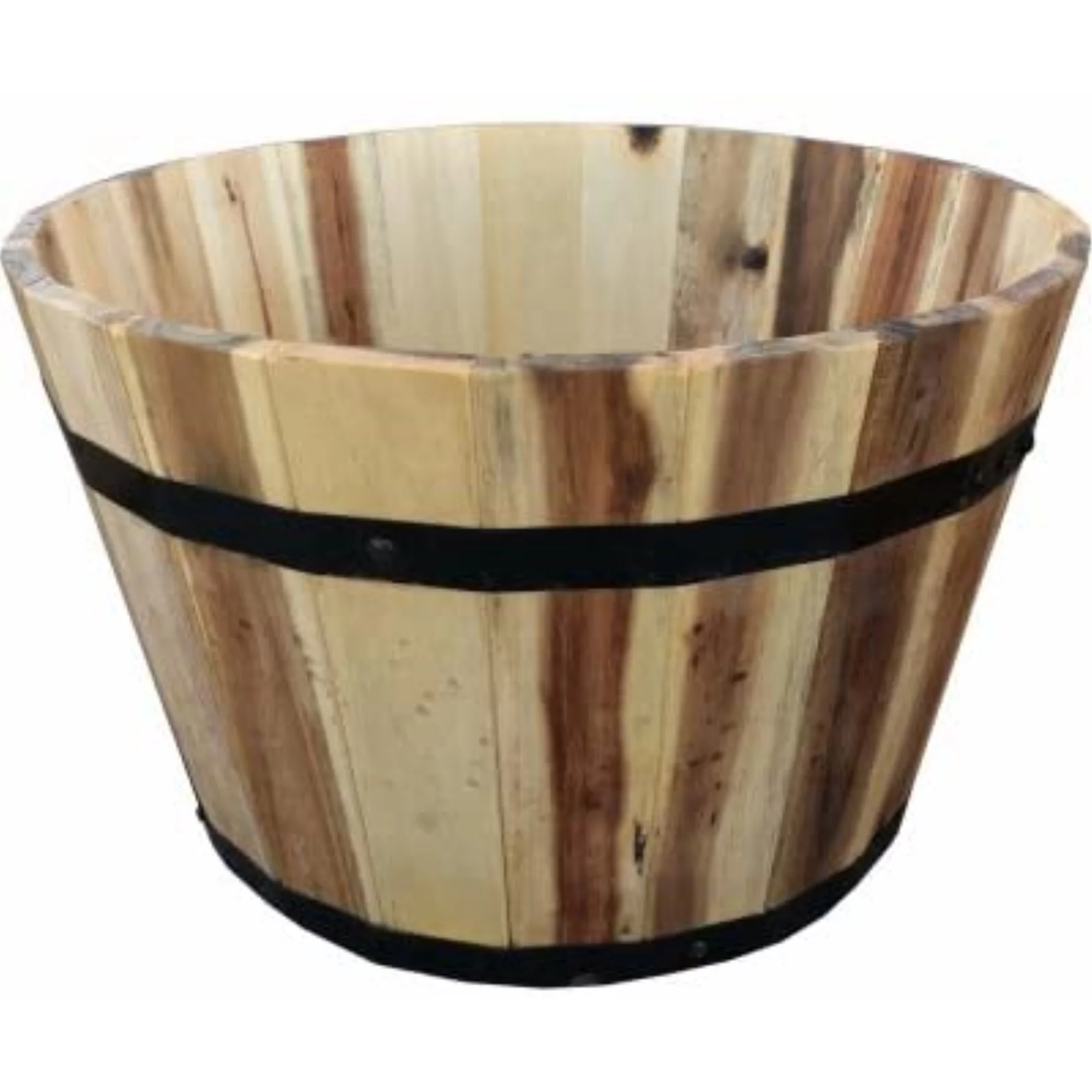 Avera Products (#AWP304180) Round Wood Barrel Planter, 18â D x 11â H
