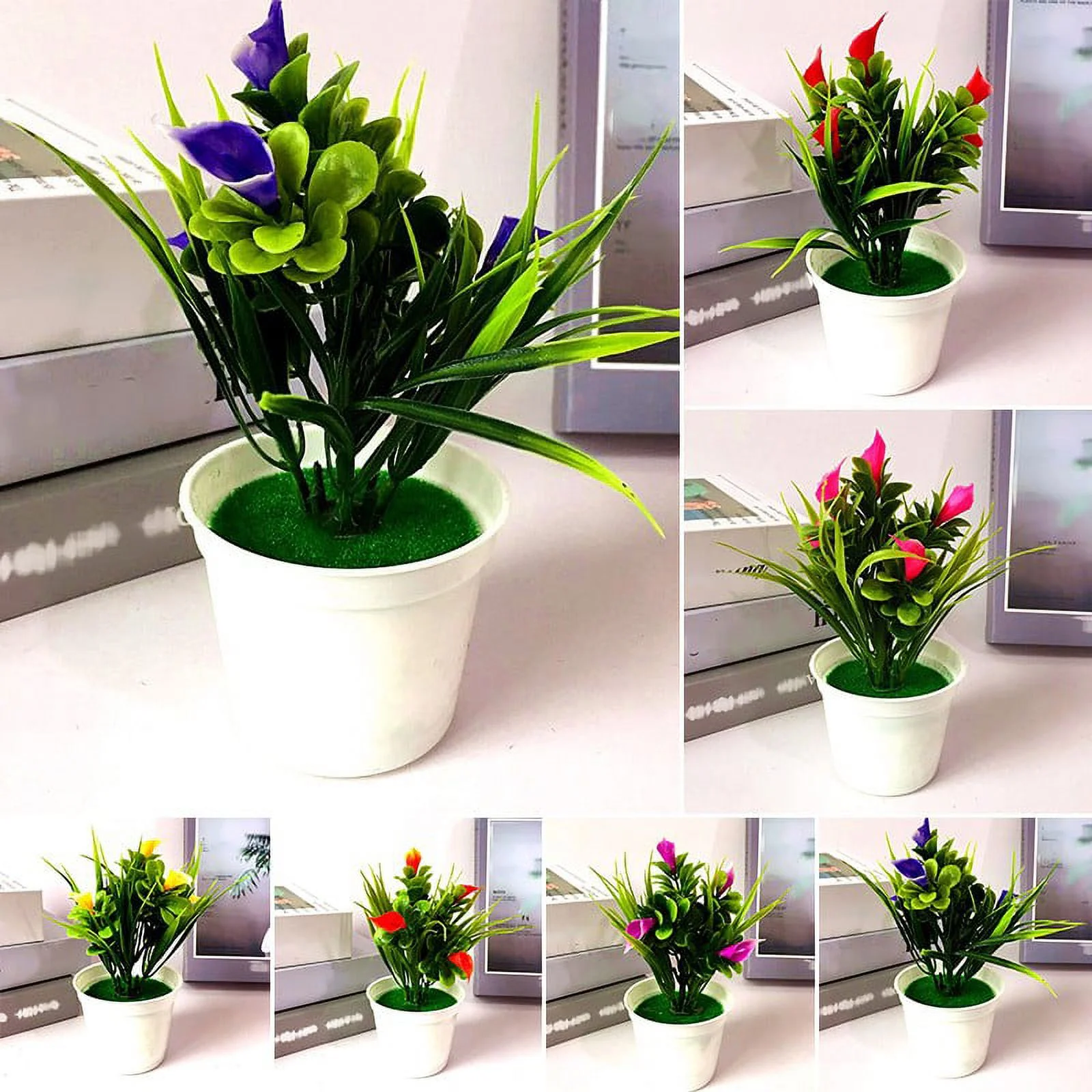 Artificial Potted Plant 5PCS Small Calla Lily Flowers Home Room Decoration