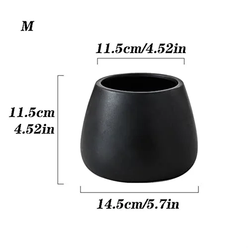 Outdoor Indoor Garden Plant Pots Simple Style Round Ceramic Flowerpot Indoor Home Decoration Pot Green Plant Potted Hydroponic Planter Plant Pot Container (Color : Black, Size : Medium)