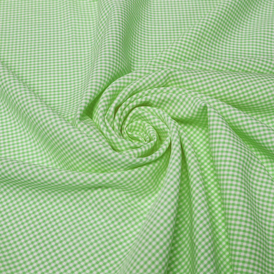 FREE SHIPPING!!! Lime Mini Checkered Gingham Poly Poplin Woven Fabric by the Yard