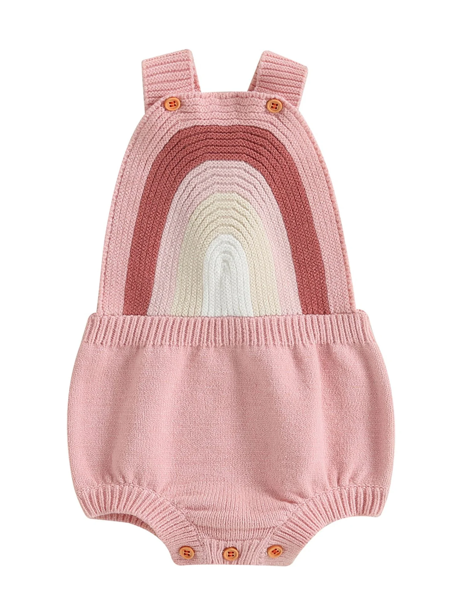 TOPGOD Baby Girl Suspender Jumpsuit Casual Rainbow Knitted Sleeveless Rompers Summer Clothes for Newborn Toddler Streetwear