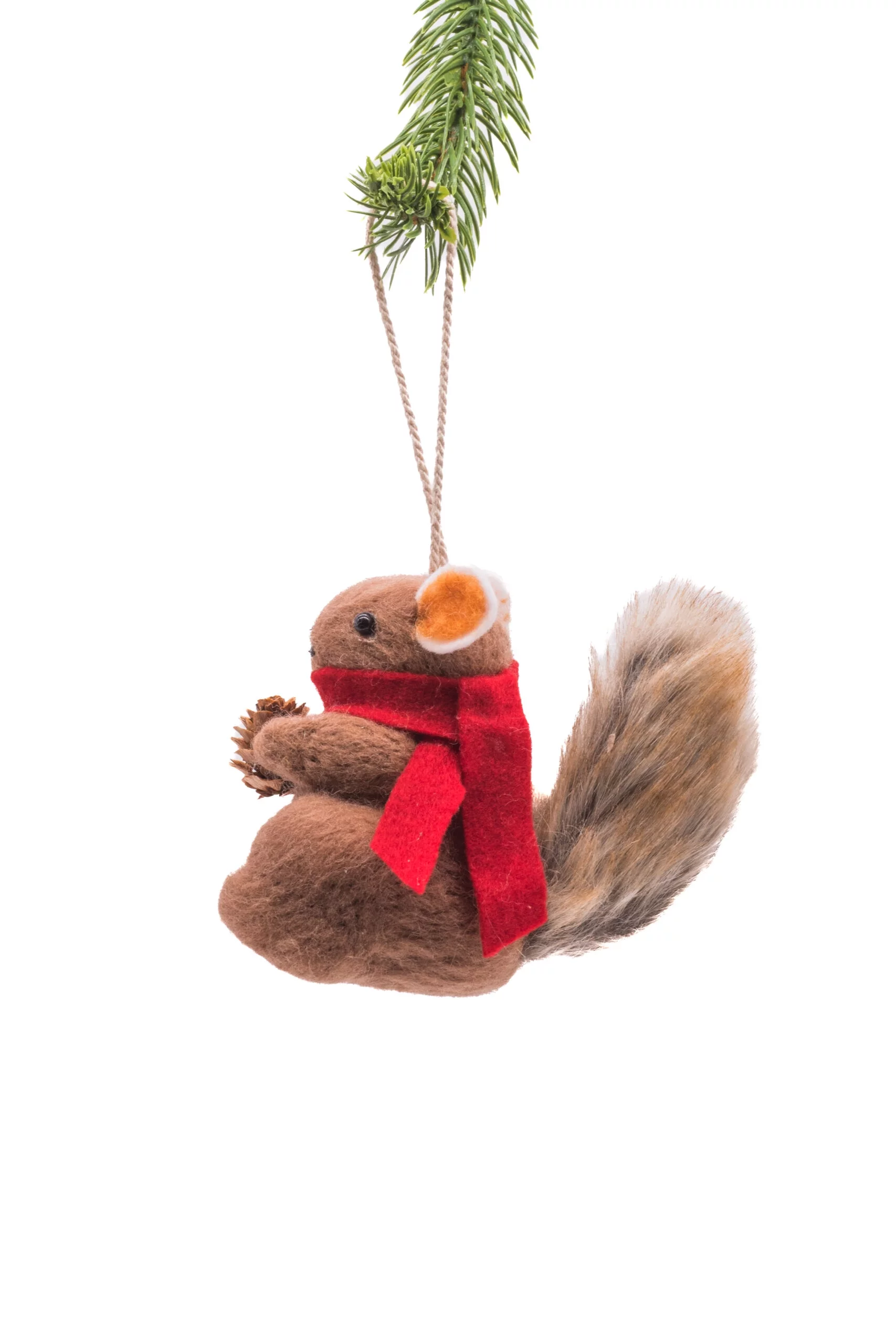 Starlight Collection, Brown Polylon Hanging Chipper Chinchilla with Treasured Pinecone (Pack of 3)