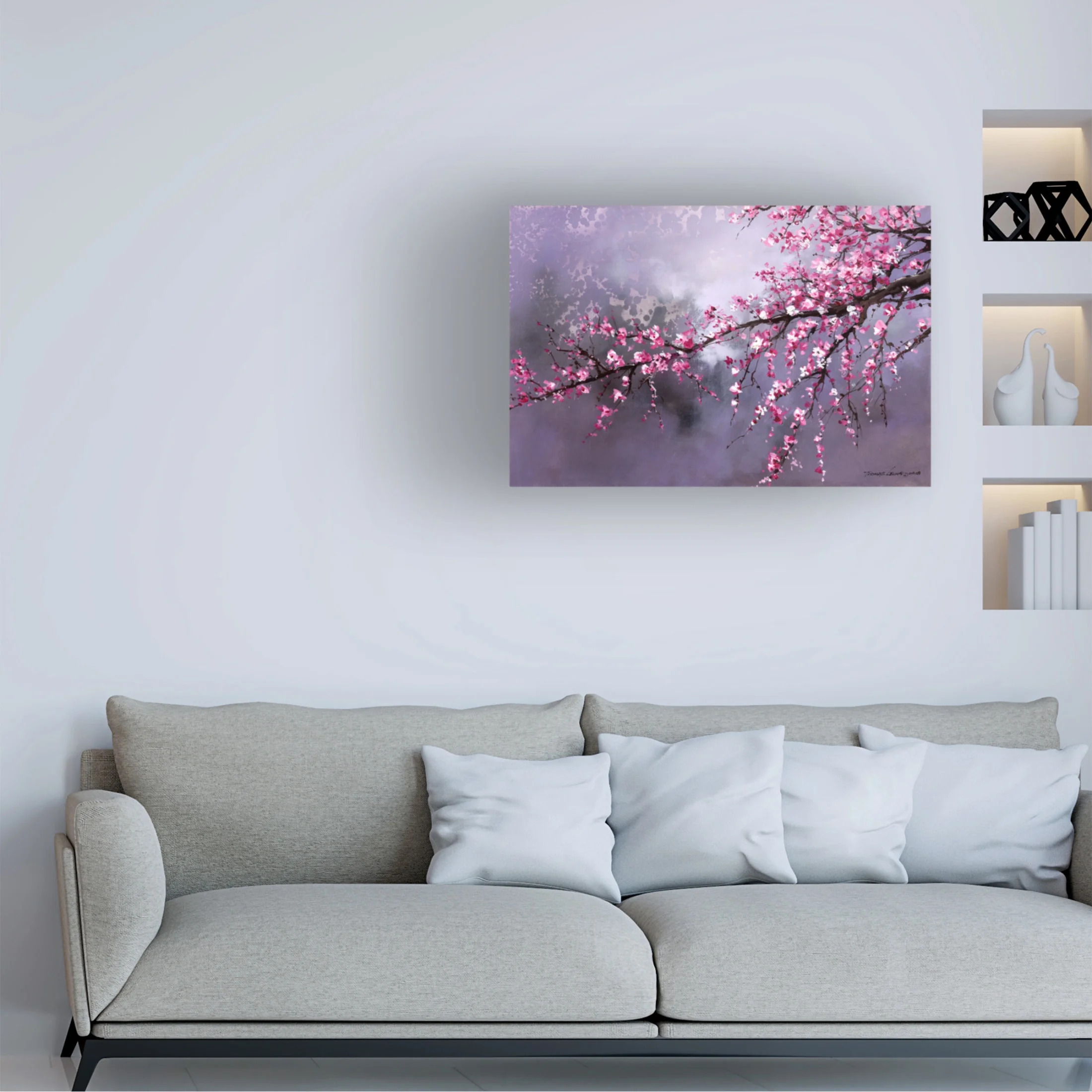 Canvas Wall Art - Thomas Leung 'Winter Plum Blossom' Wall Art for Living Room, Bedroom, or Office Décor by Trademark Fine Art - 19 x 12 Inches
