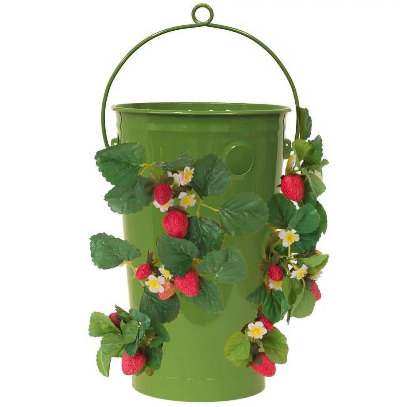 Enameled Galvanized Strawberry & Flower Planter, Sage