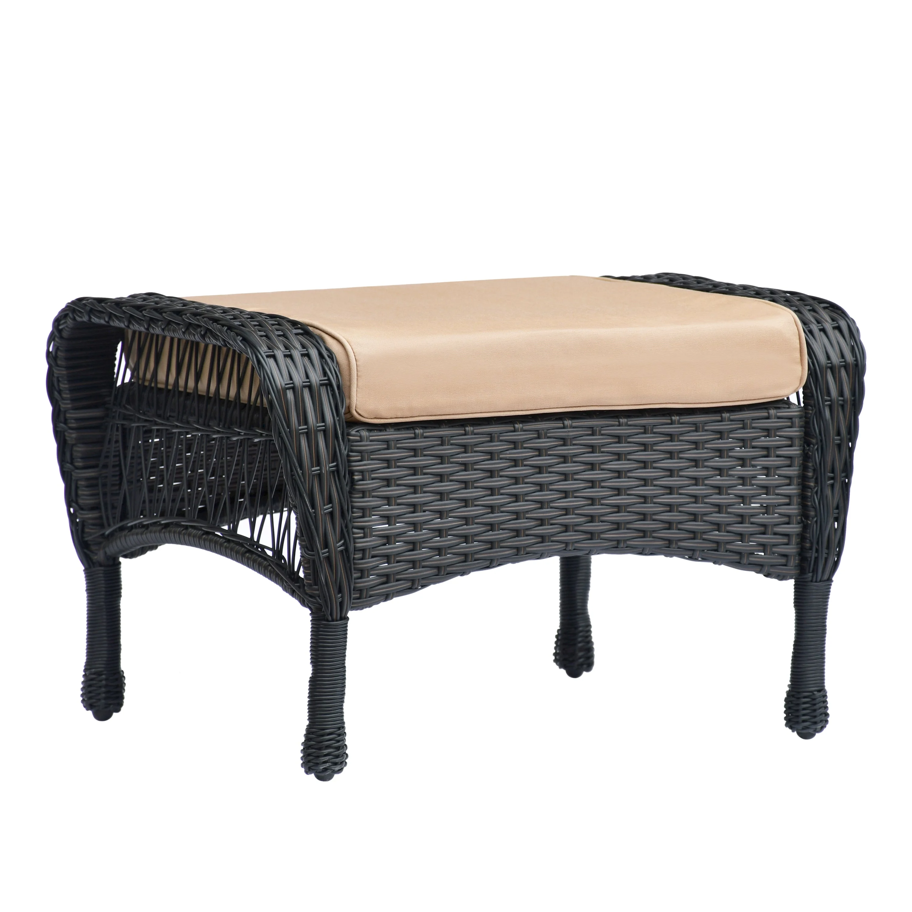 Wava 6 Pc Hand-woven Rattan Patio Furniture Set - Khaki