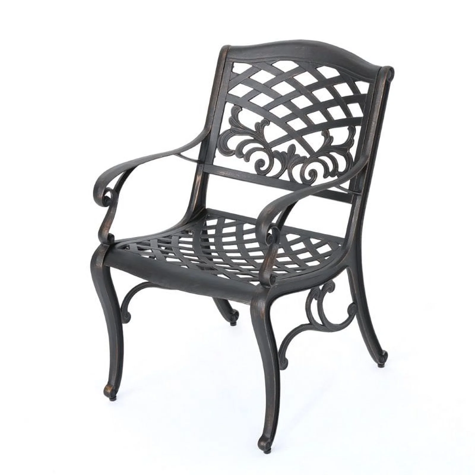 Noble House Sarasota Aluminum Patio Dining Arm Chair in Shiny Copper (Set of 2)