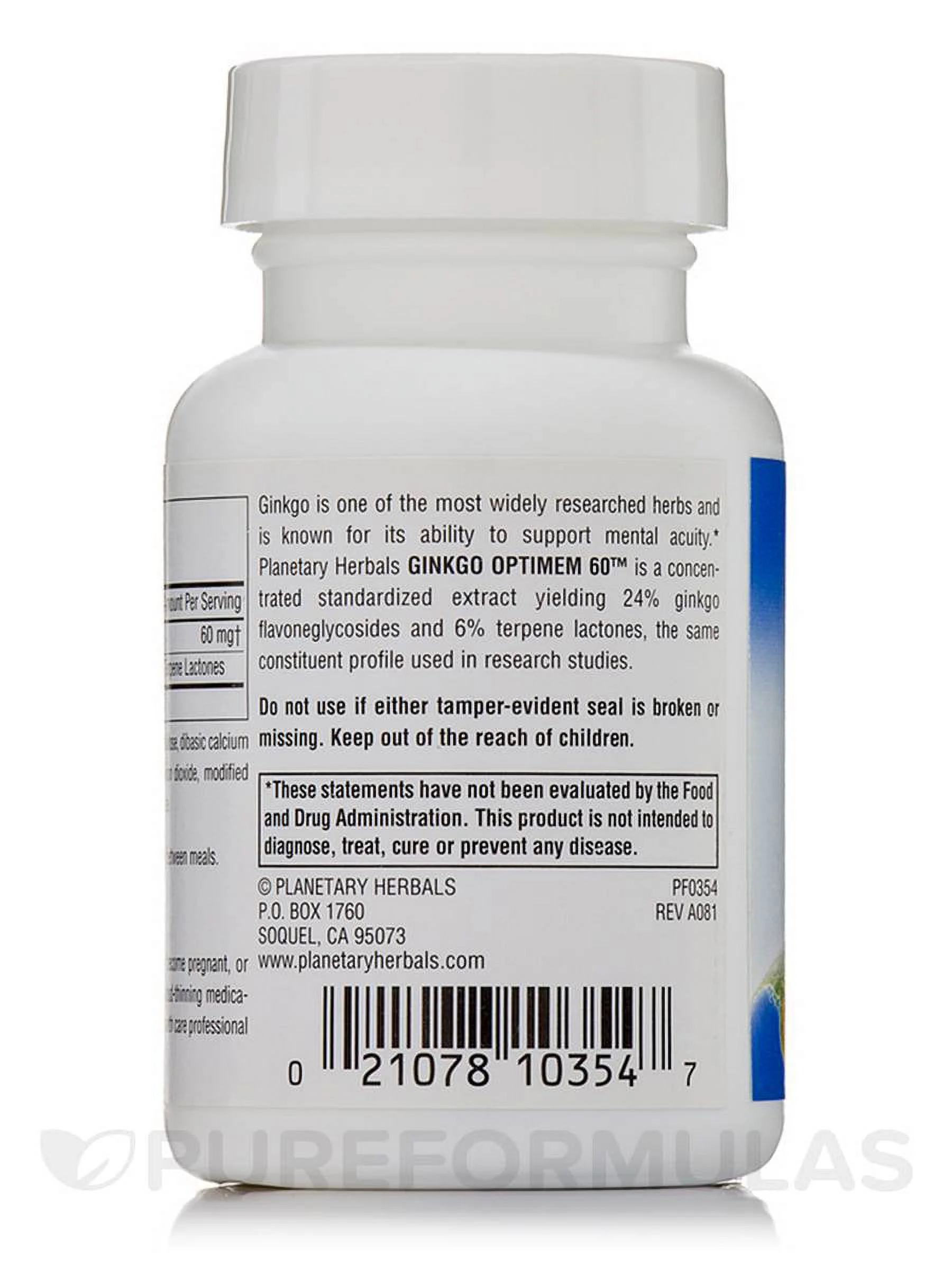 Ginkgo OptiMem 60 mg - 45 Tablets by Planetary Herbals