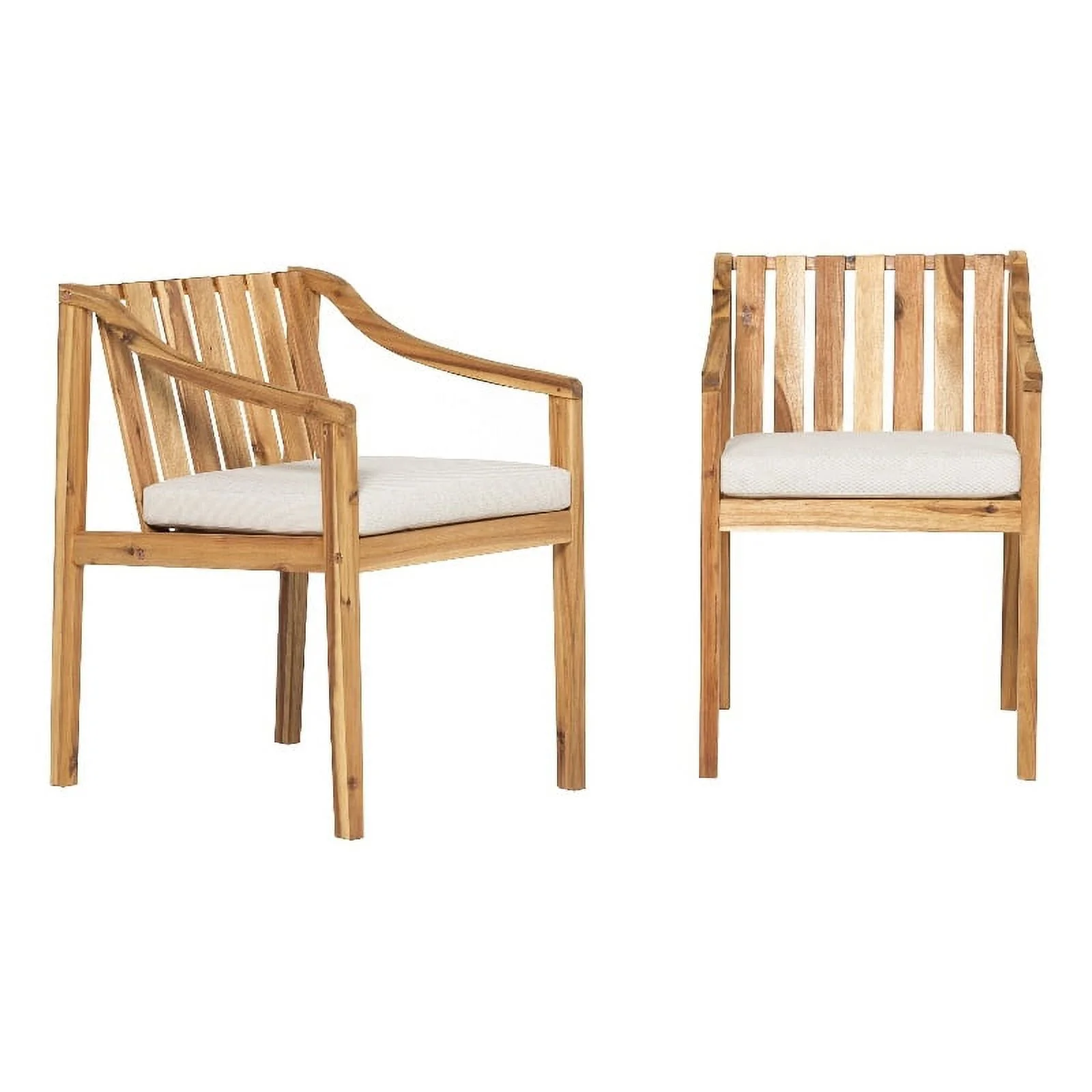 Pemberly Row Solid Wood Outdoor Curved Arm Dining Chair (set of 2) - Natural