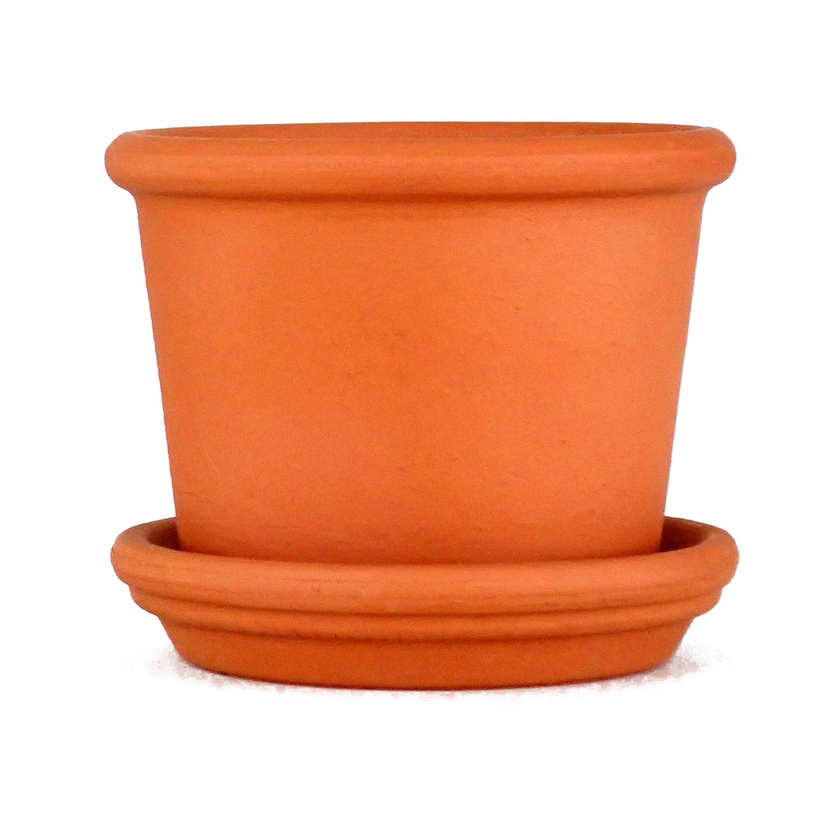 Deroma 211519 3.4 x 0.6 in. Terracotta Clay Round Water-Resistant Saucer, Red