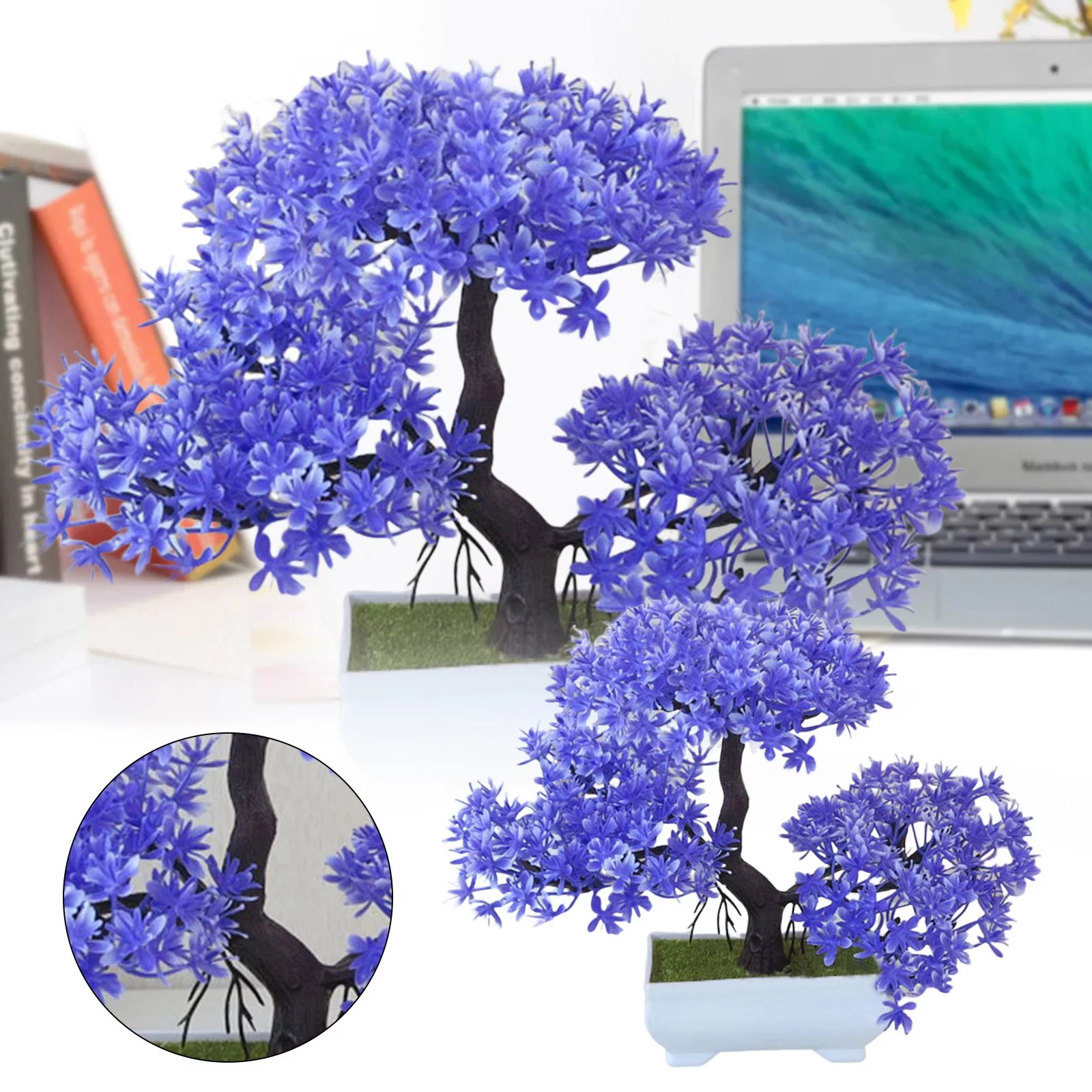 Creative Green Artificial Tree Bonsai In Pot Natural Realistic Plastic Planter Home Office Desk Decorations For Indoor Outdoor Decor Fall Artificial Flower Arrangements