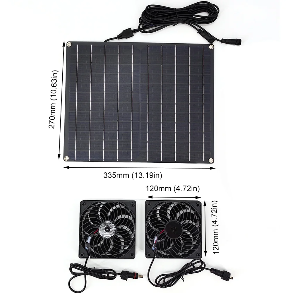 15W 12V Solar Fans IP65 Waterproof Solar Powered Fan Kit Regulate Temperature Solar Ventilation Fans for Chicken Coop Greenhouse
