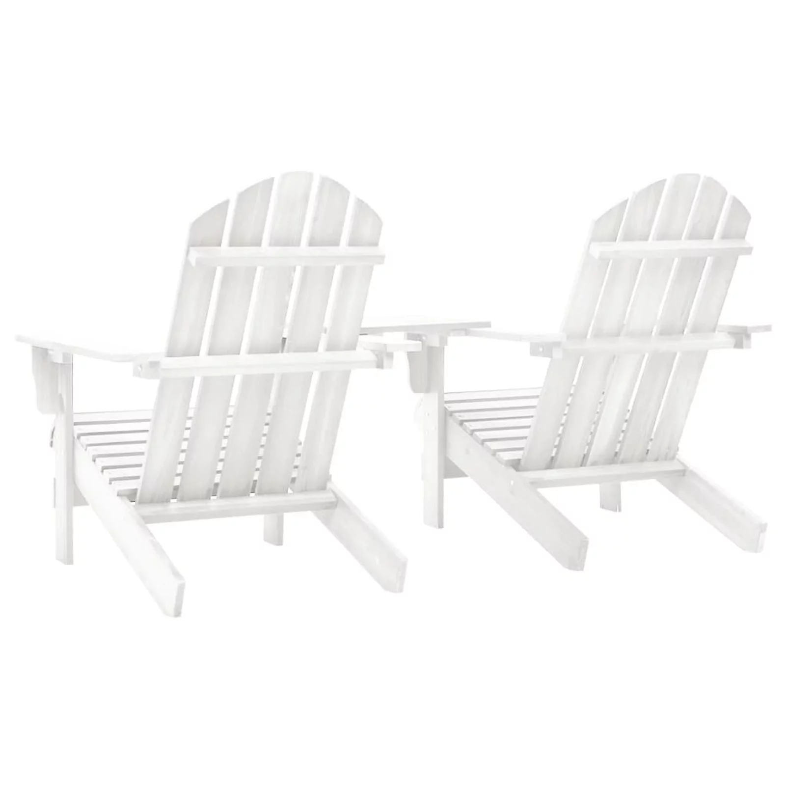 Aibecy Patio Adirondack Chairs with Tea Table Solid Fir Wood White