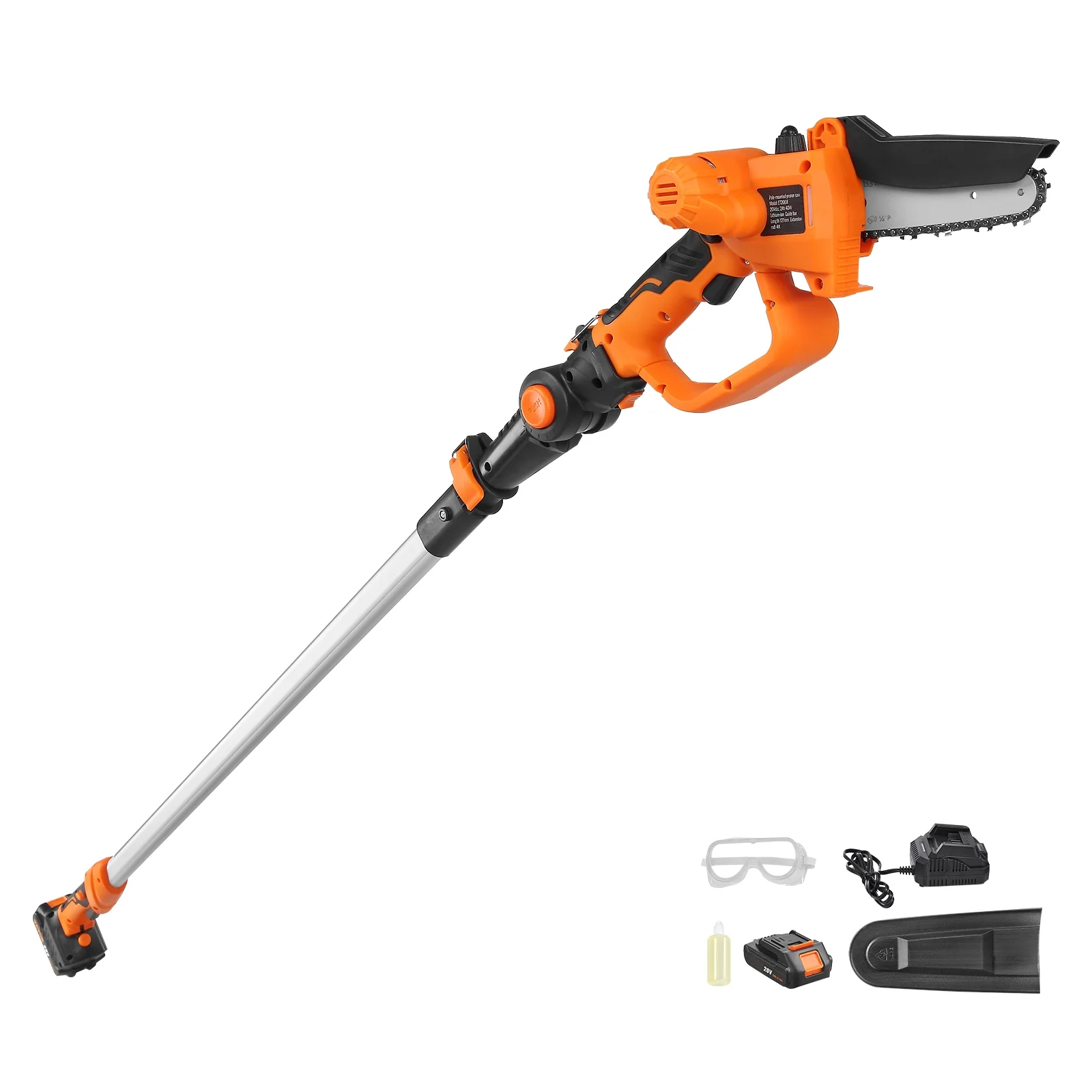 SKYSHALO  2-in-1 Cordless Pole Saw & Mini Chainsaw, 20V 2Ah Battery Pole Chainsaw, 5