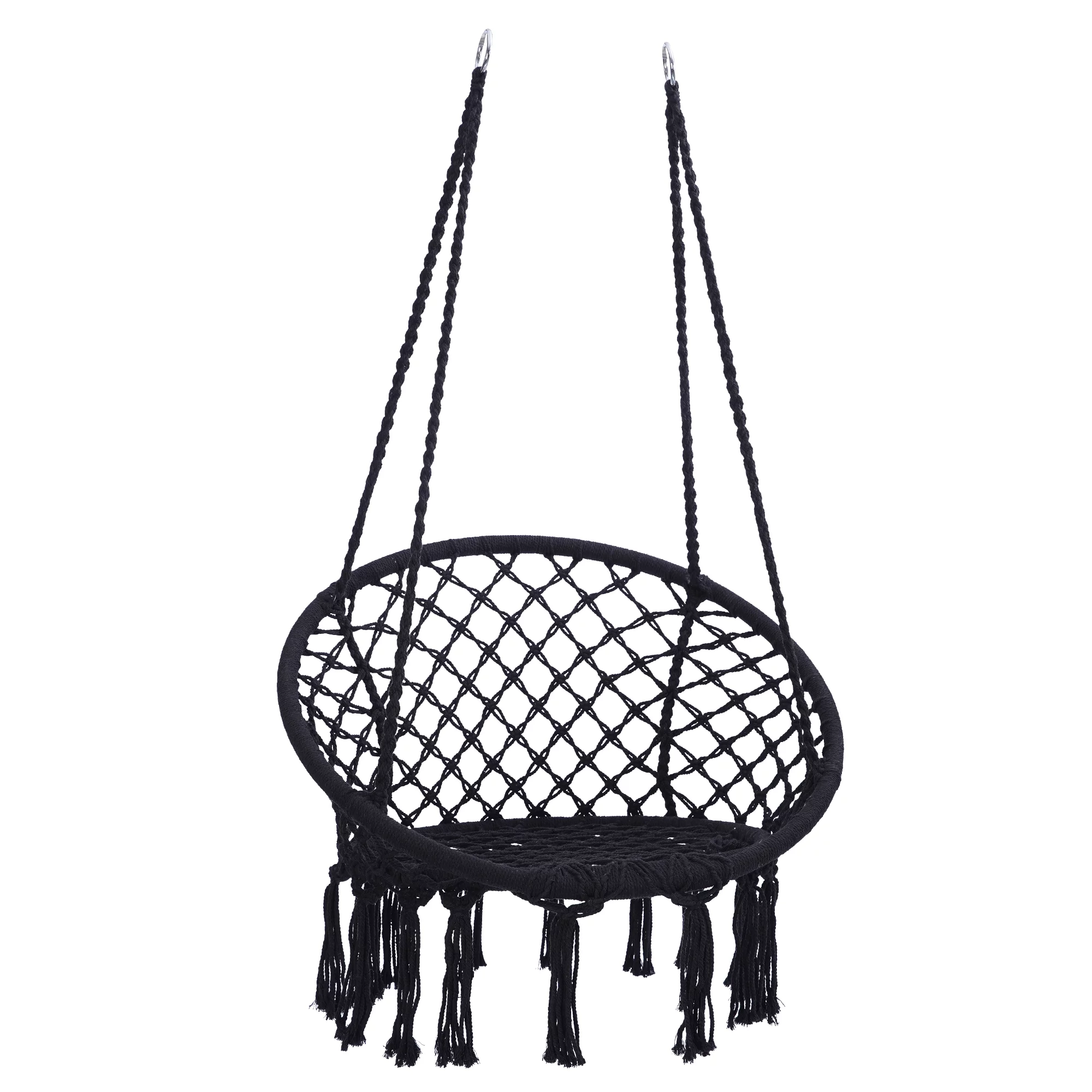 CoSoTower Black Swing，Hammock Chair Macrame Swing，Max 330 Lbs Hanging Cotton Rope Hammock Swing Chair for Indoor and Outdoor