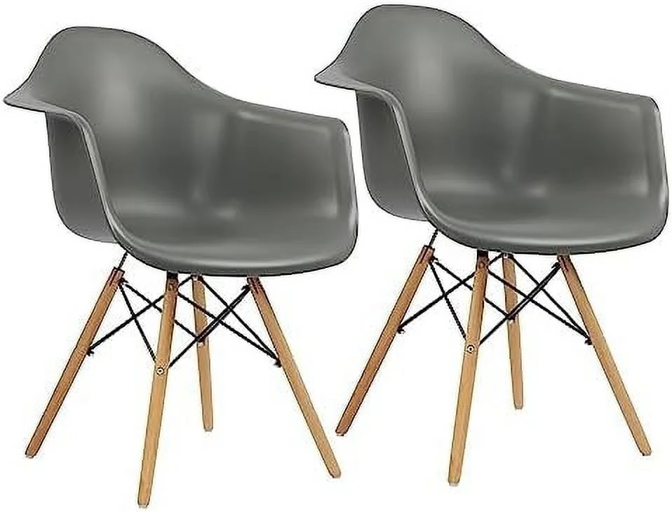 CGFHYP Set of 4 Dining Chairs Mid-Century Modern Dining Room Plastic Chairs  Outdoor Side Chairs with Wood Legs for Kitchen  White