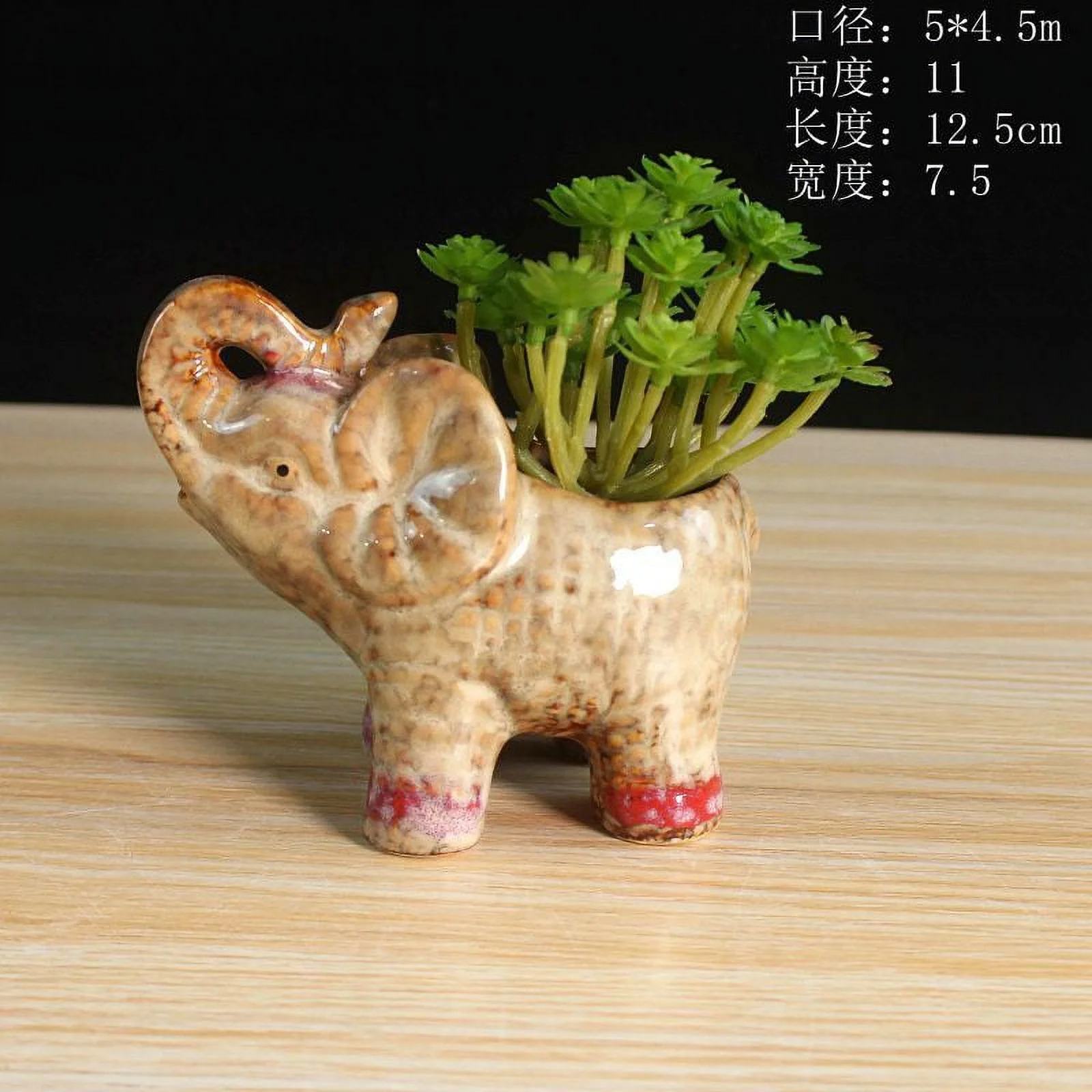 Kiln-fired Glazed Ceramic Elephant Succulent Planter - European Style Animal Pot