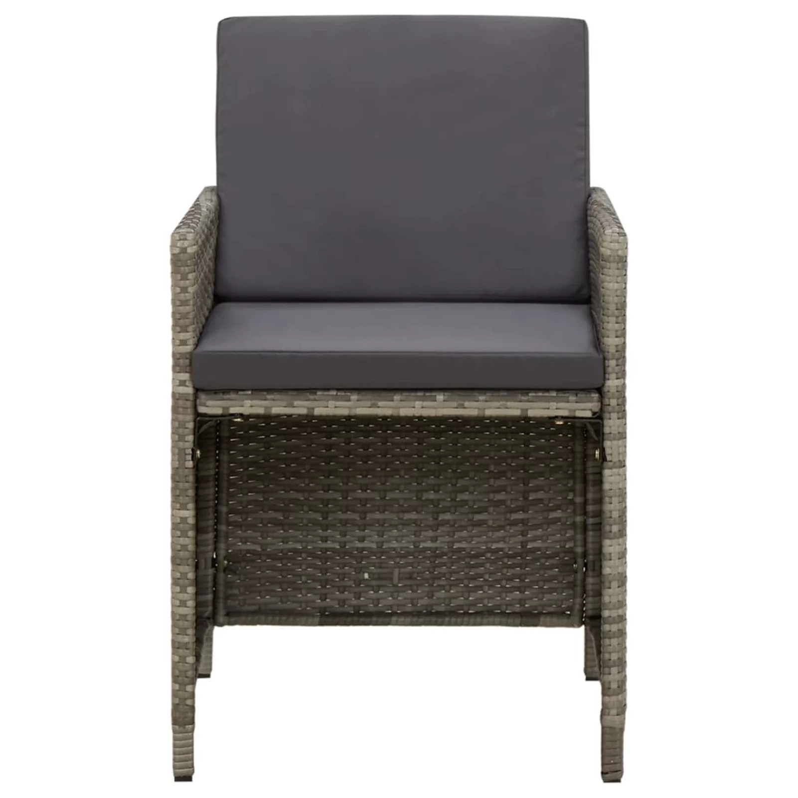 Walmeck Patio Chairs with Cushions 4 pcs Poly Rattan Gray