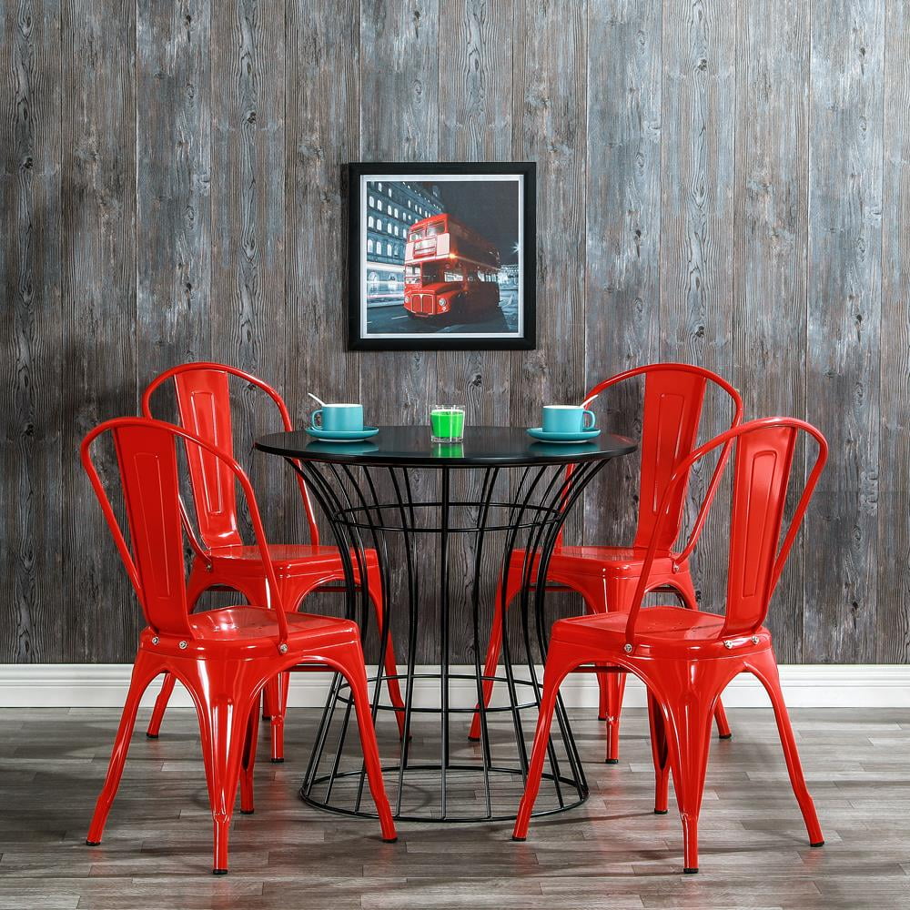 UBesGoo Metal Dining Stackable Chairs Set of 4, Red