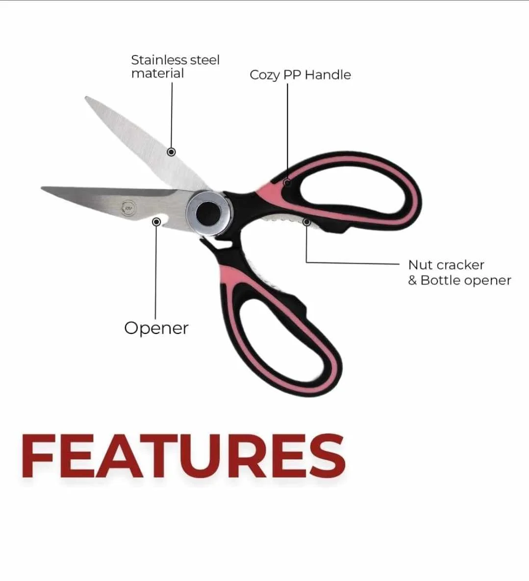 Kitchen Scissors | 2-Pack Ultra Sharp Stainless Steel Kitchen Shears | Multi-Function