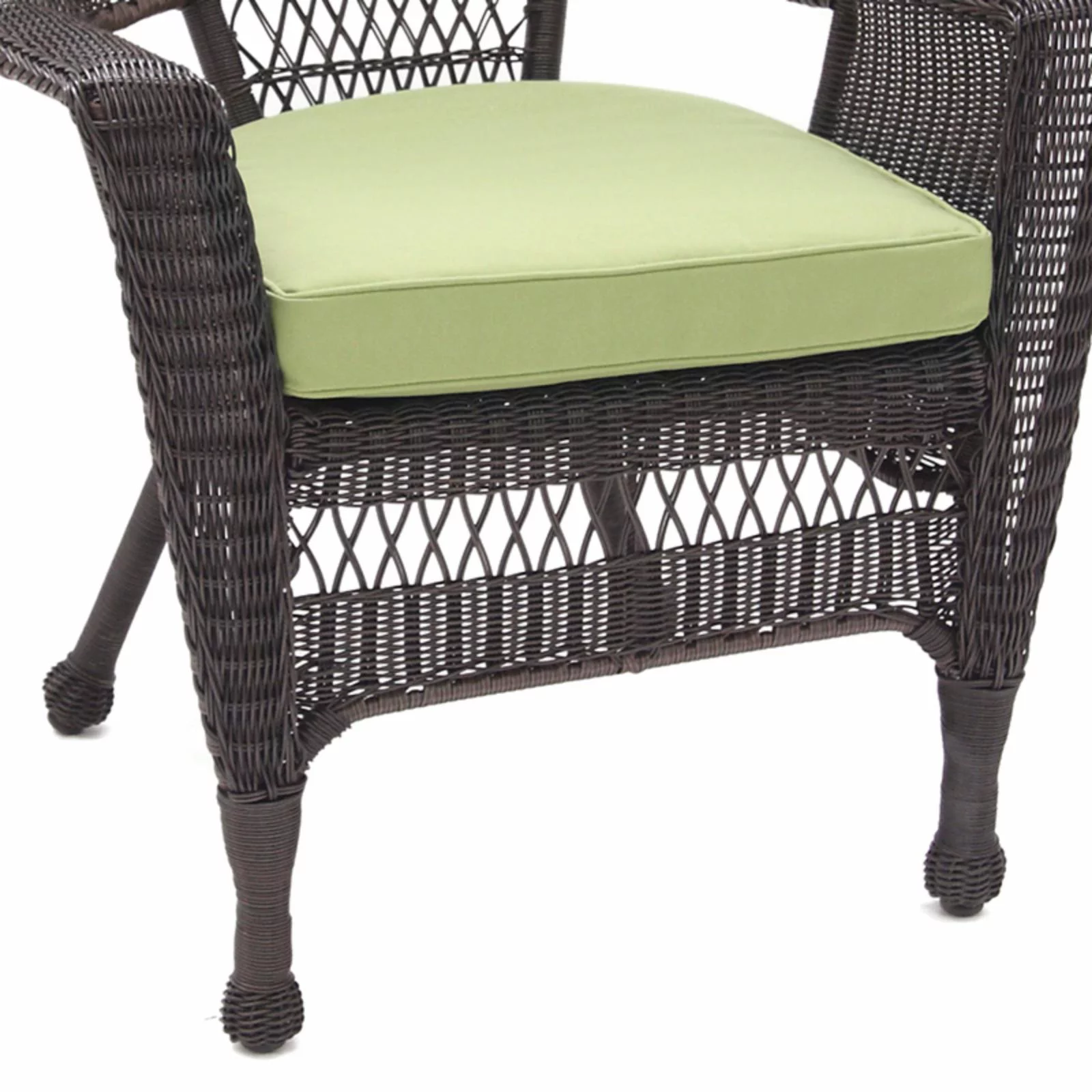 Jeco Wicker Chair in White with Green Cushion (Set of 4)