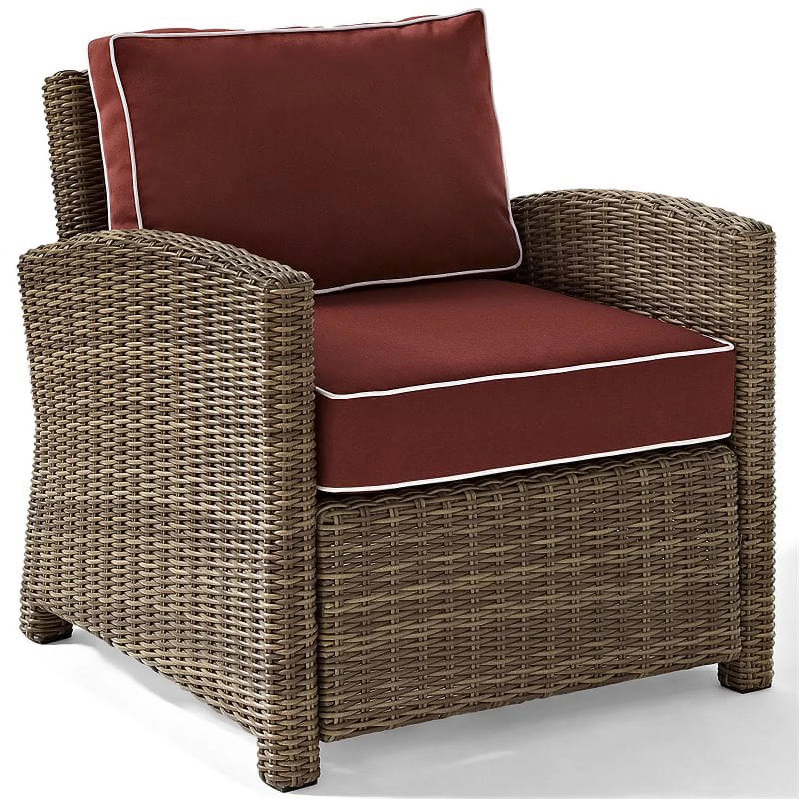 Pemberly Row Wicker Patio Chair in Brown and Sangria