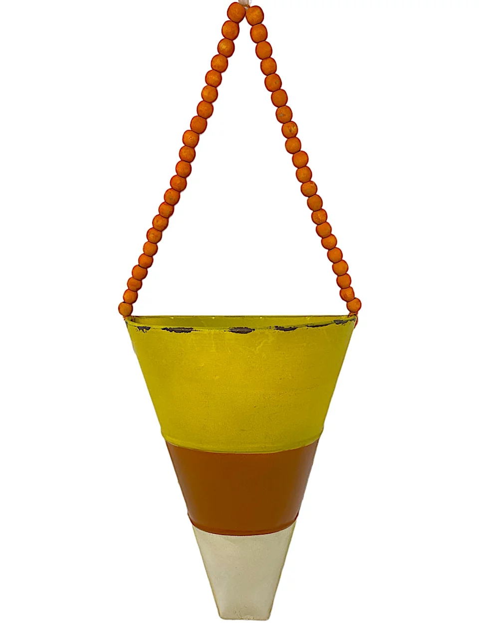 Candy Corn Scones Hanging Half Planter Fall Halloween Metal Decor Rustic Indoor Outdoor Accent Home Office Party Accessory (Wall Planter)