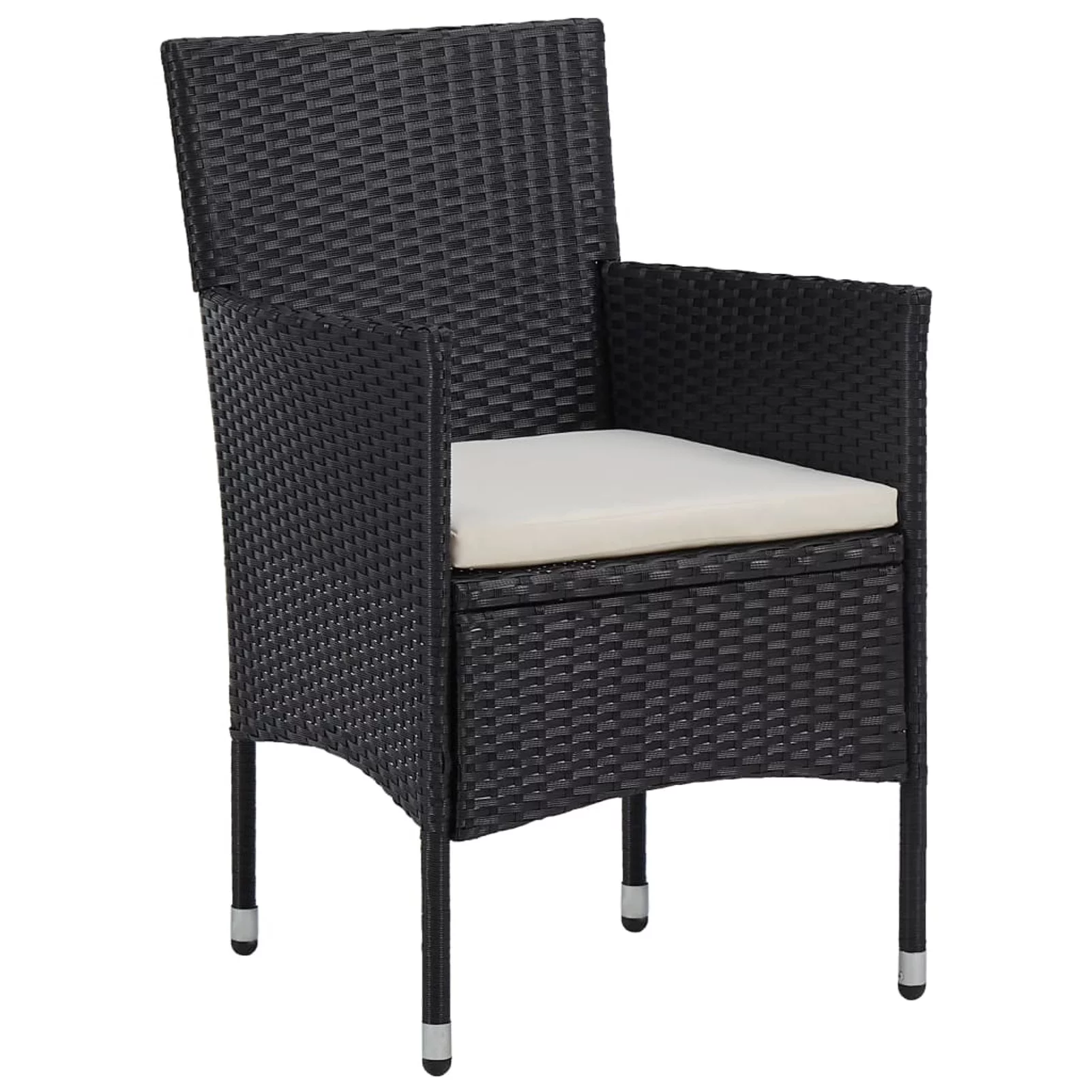 moobody Patio Dining Chairs 2pcs Poly Rattan Black