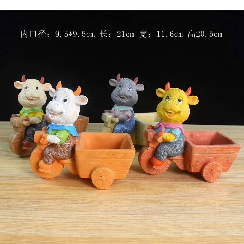 LivNxt Resin Cartoon Bull Succulent Planter - Novelty Cow Plant Pot